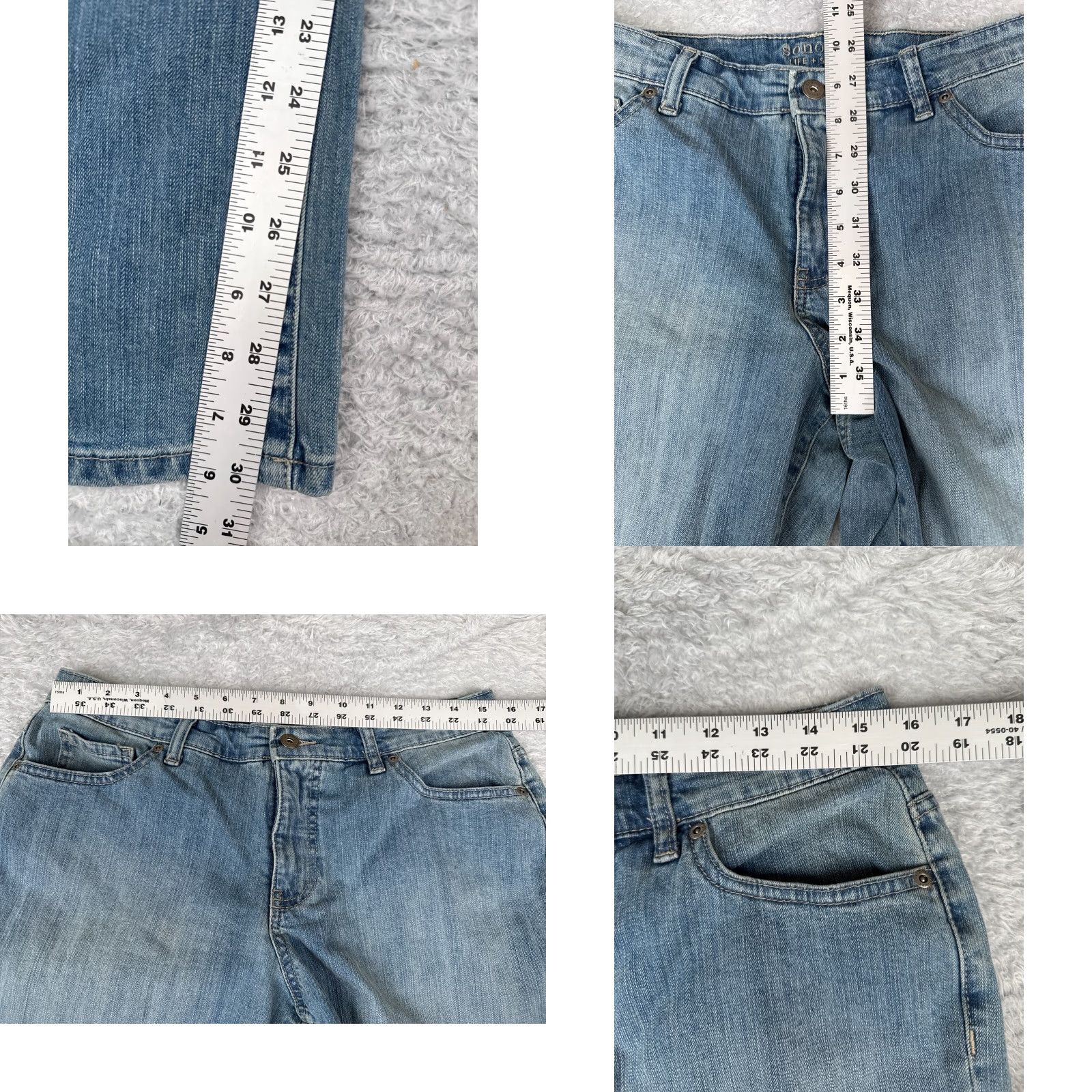 Vintage Sonoma Jeans Womens 12 Blue Denim Jeans Bootcut Mid Rise Cotton Blend 31x30 Womens Size 34" / US 12 / IT 48 - 8 Thumbnail