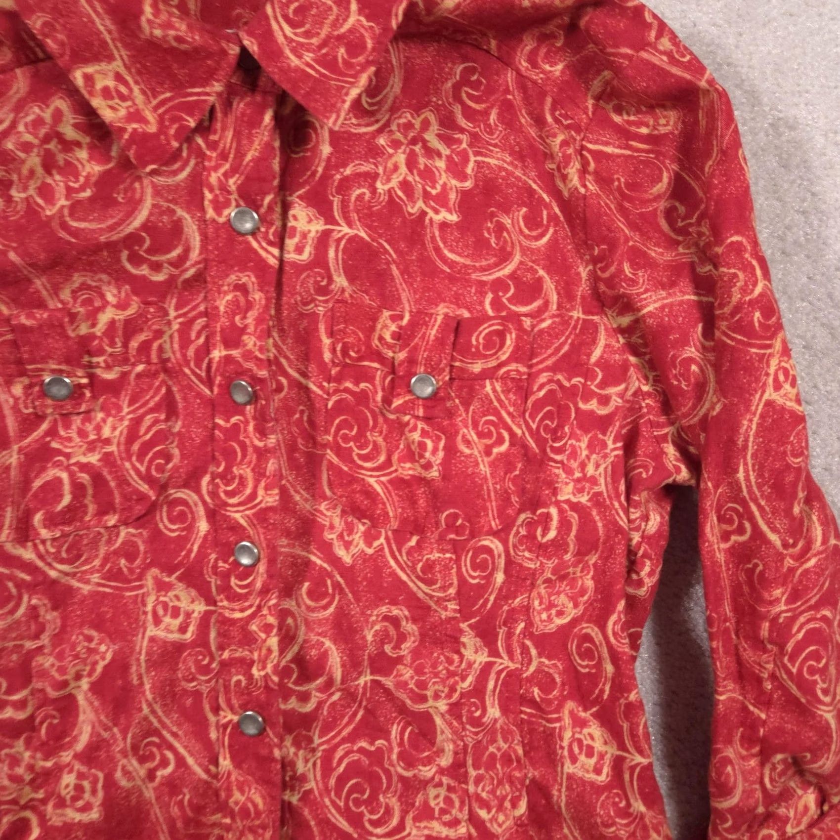 Vintage Christopher & Banks Jacket Womens M Red Linen Floral Snap Front Casual Size M / US 6-8 / IT 42-44 - 4 Thumbnail