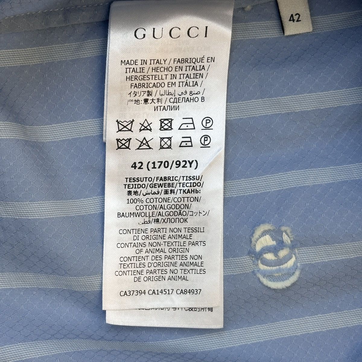 Gucci Gucci Blue and White Striped Cotton Short Sleeve Shirt K26WX Size M / US 6-8 / IT 42-44 - 6 Thumbnail