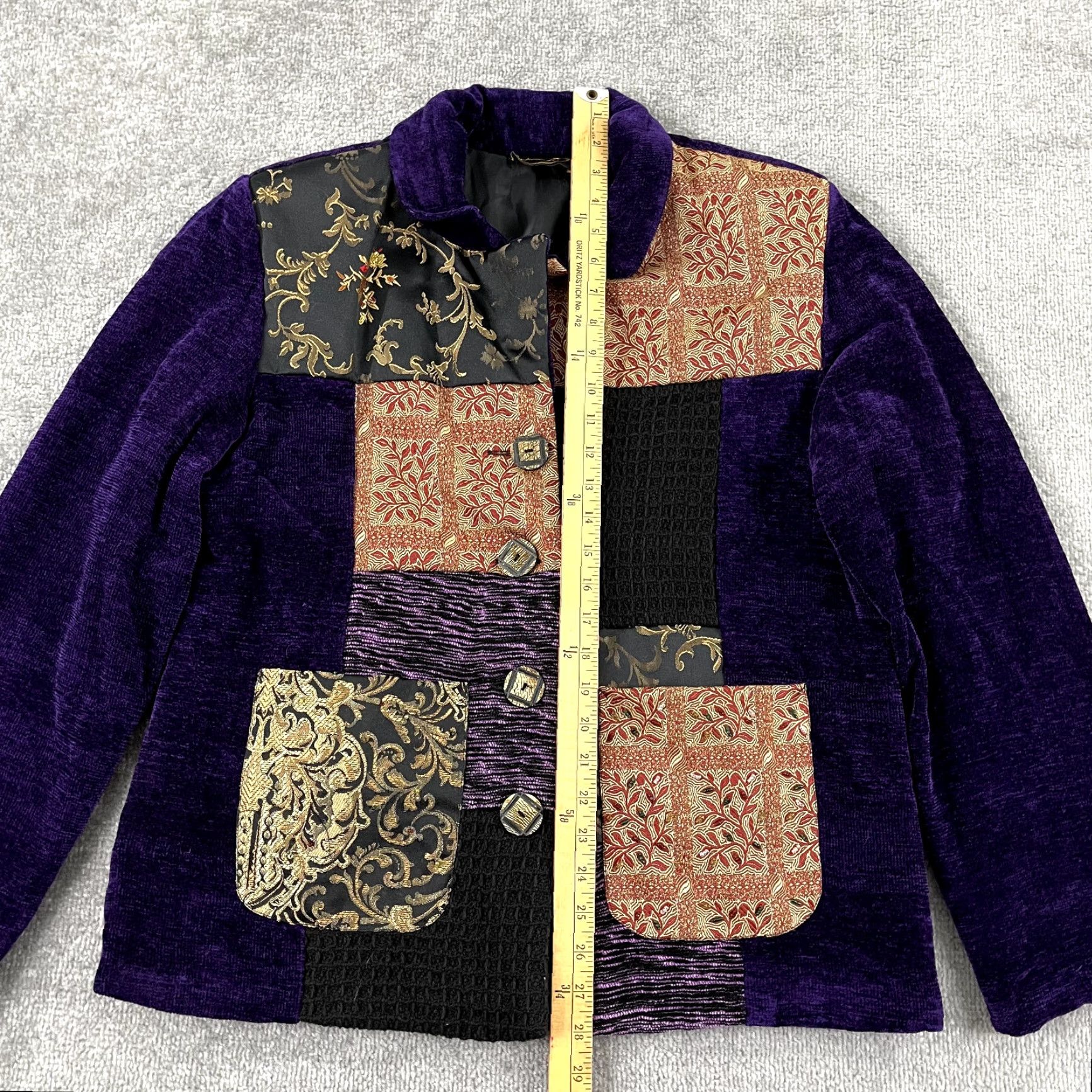 Vintage JULIA KIM Jacket Womens L Mult i Wearable Art Embroidered Tapestry Blazer Kim Purple Geometric Blazer Mens? Size L / US 10 / IT 46 - 5 Thumbnail