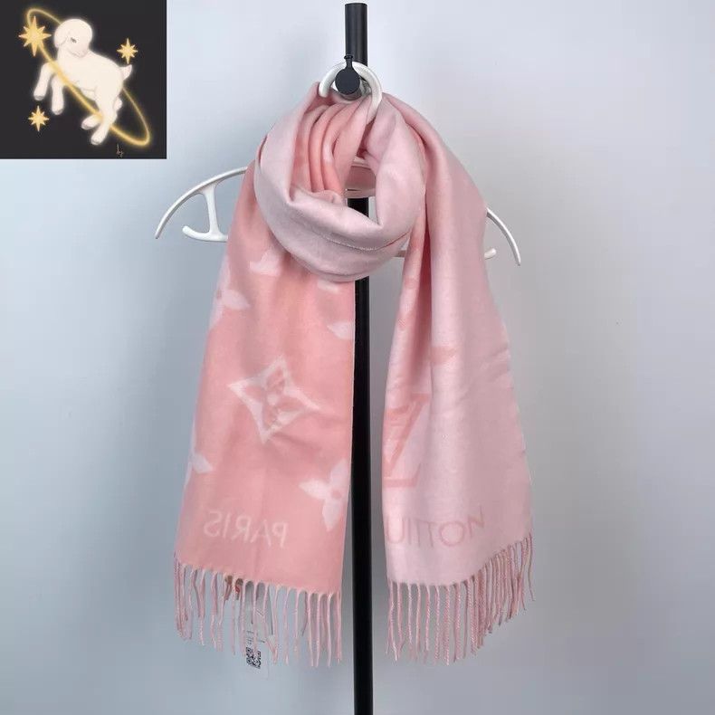 Louis Vuitton Louis Vuitton Pink presbyopic double-faced cashmere scarf Size ONE SIZE - 1 Thumbnail