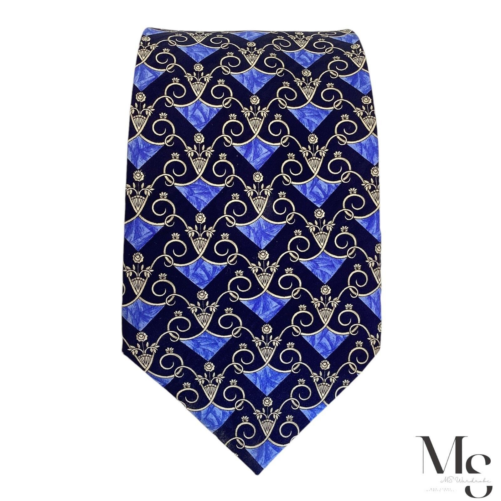 Lanvin LANVIN PARIS Blue Baroque Luxury Silk Tie France W:3.75" Size ONE SIZE - 3 Thumbnail