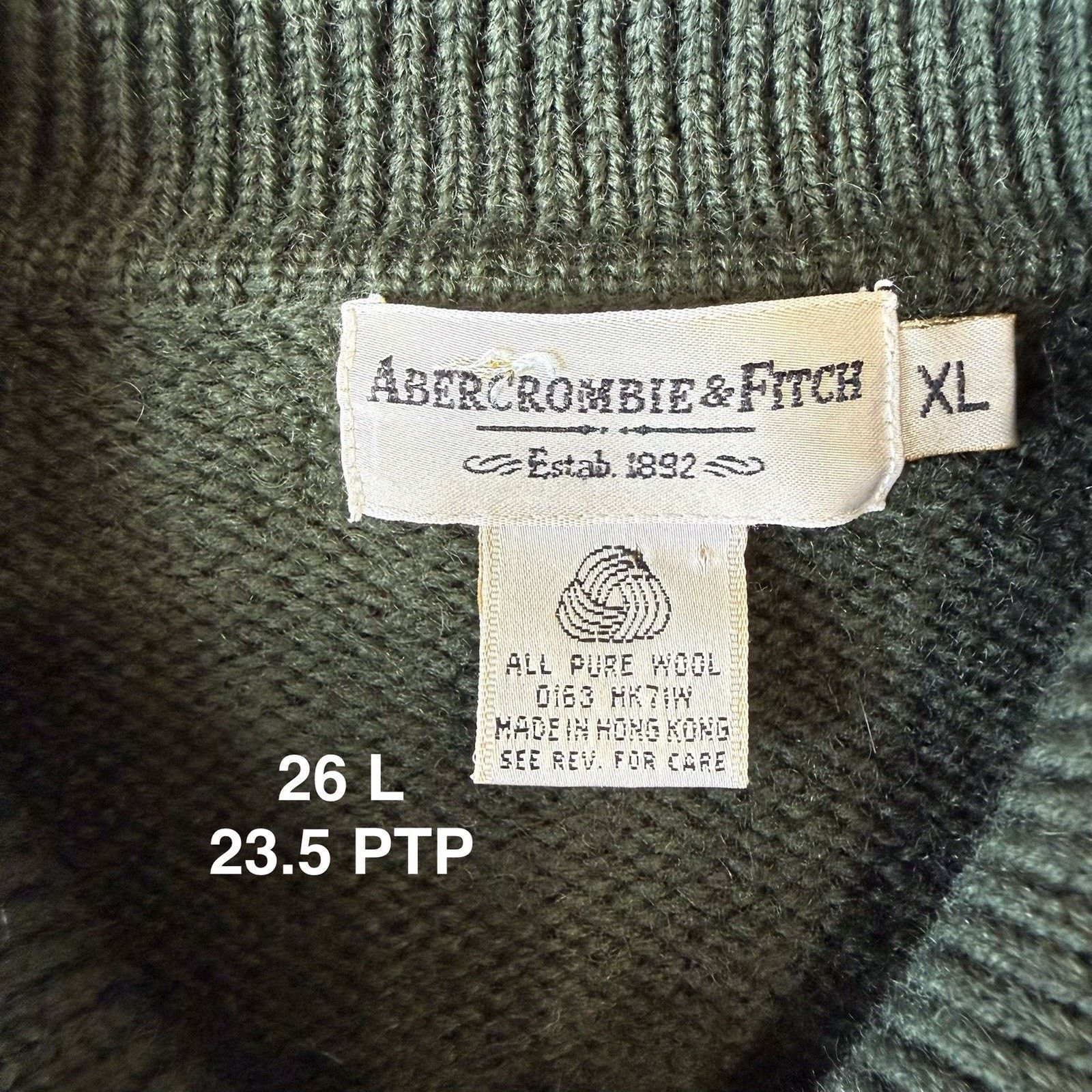 Abercrombie & Fitch Vintage Abercrombie & Fitch Wool Sweater XL Green Collared Size US XL / EU 56 / 4 - 6 Thumbnail