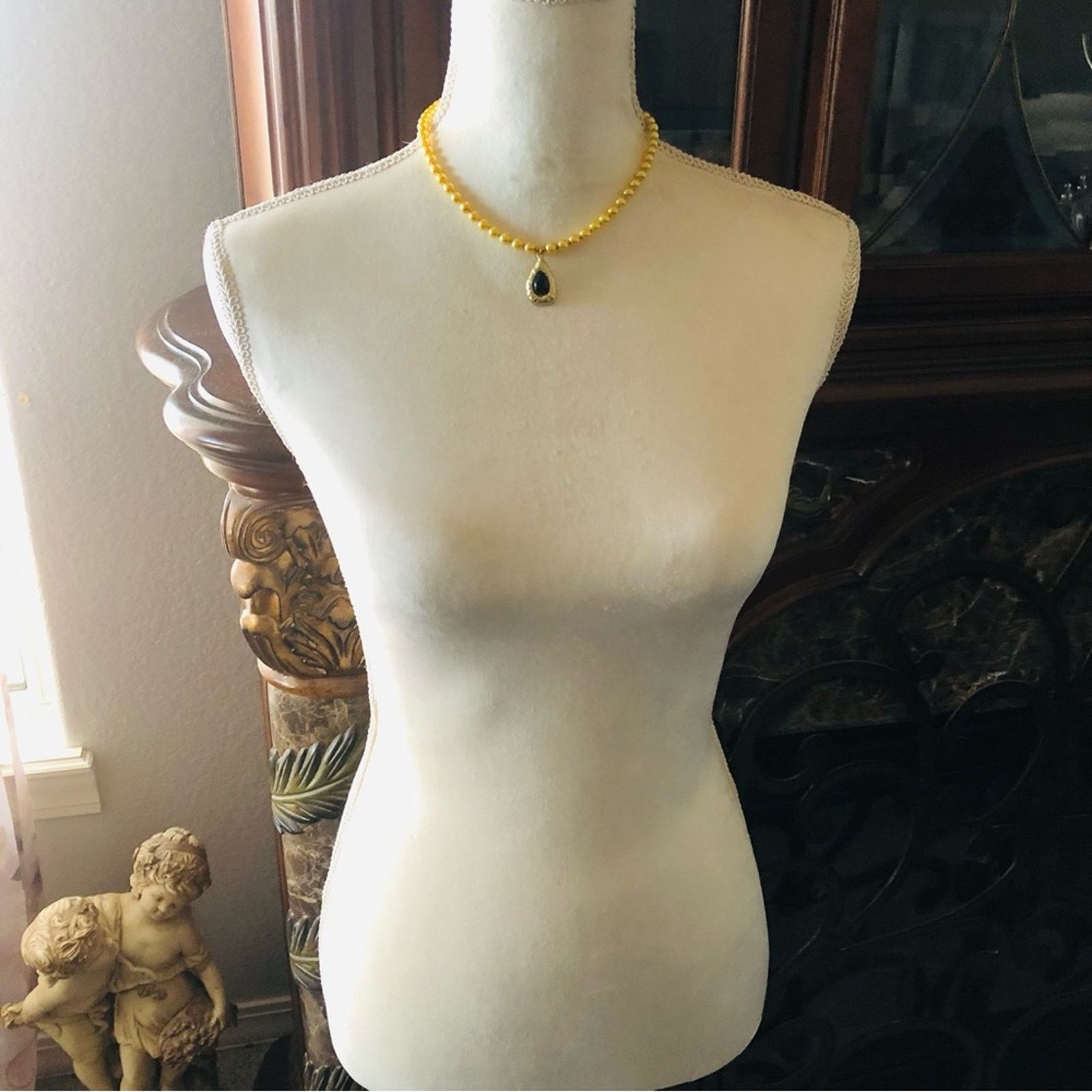 Handmade Handcrafted repurpose black glass teardrop Pearl necklace Size ONE SIZE - 6 Thumbnail