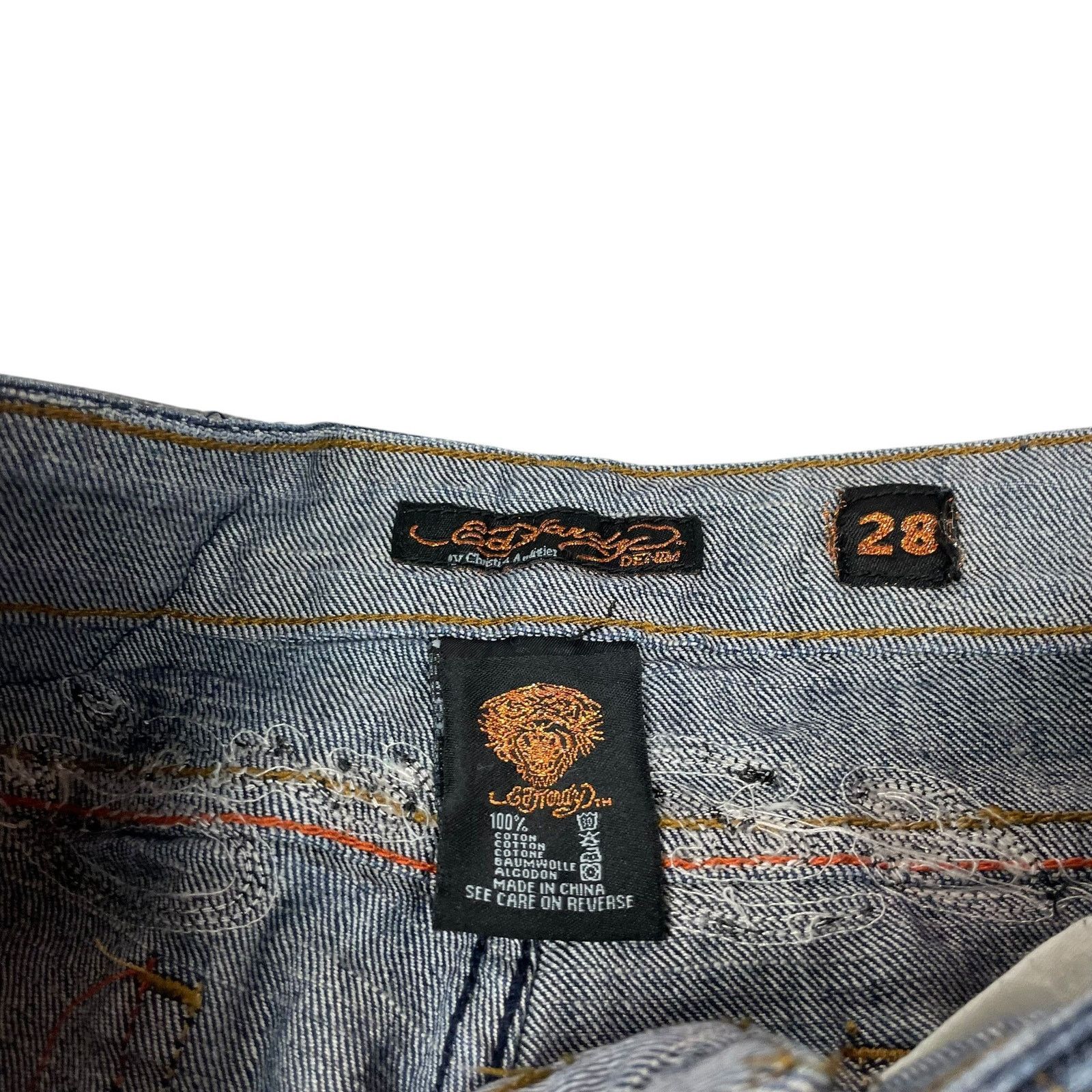 Ed Hardy × Vintage Ed Hardy Women's Blue Cotton Beaded Mid-Rise Denim Shorts 28 Size 28" / US 6 / IT 42 - 8 Thumbnail