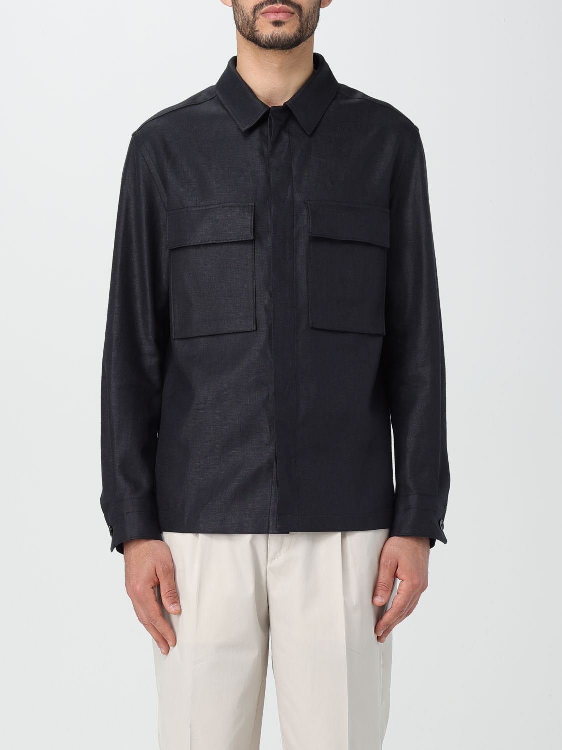 image of Ermenegildo Zegna Zegna Shirt Men Black (Size Small)