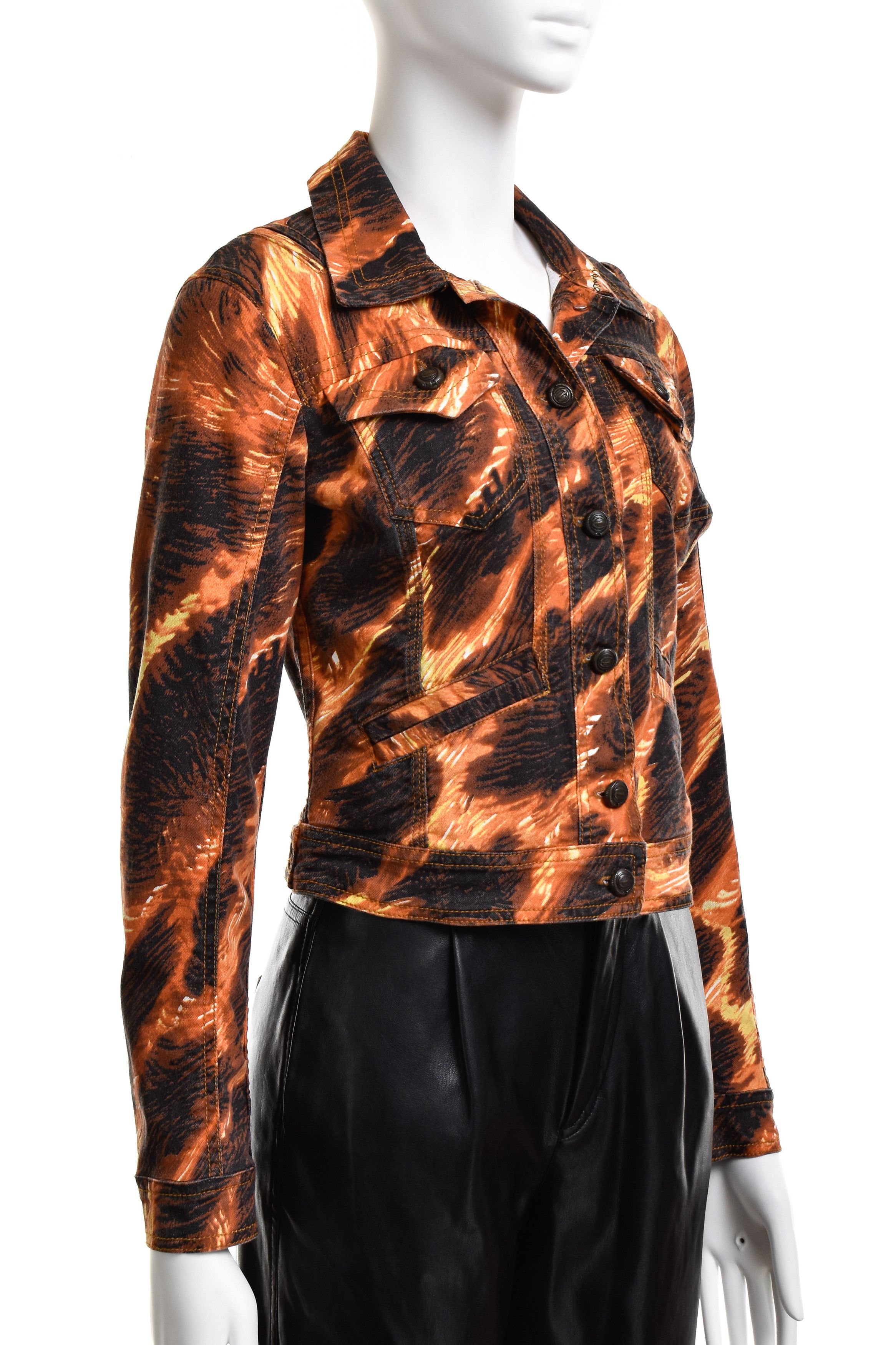 Just Cavalli ROBERTO JUST CAVALLI Vintage Denim Cotton Printed Jacket Size S / US 4 / IT 40 - 4 Thumbnail