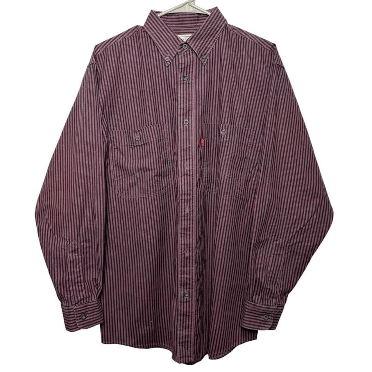 Levi's Vintage 90s Levi’s Purple & Black Striped Button Work Shirt Size US M / EU 48-50 / 2 - 1 Thumbnail