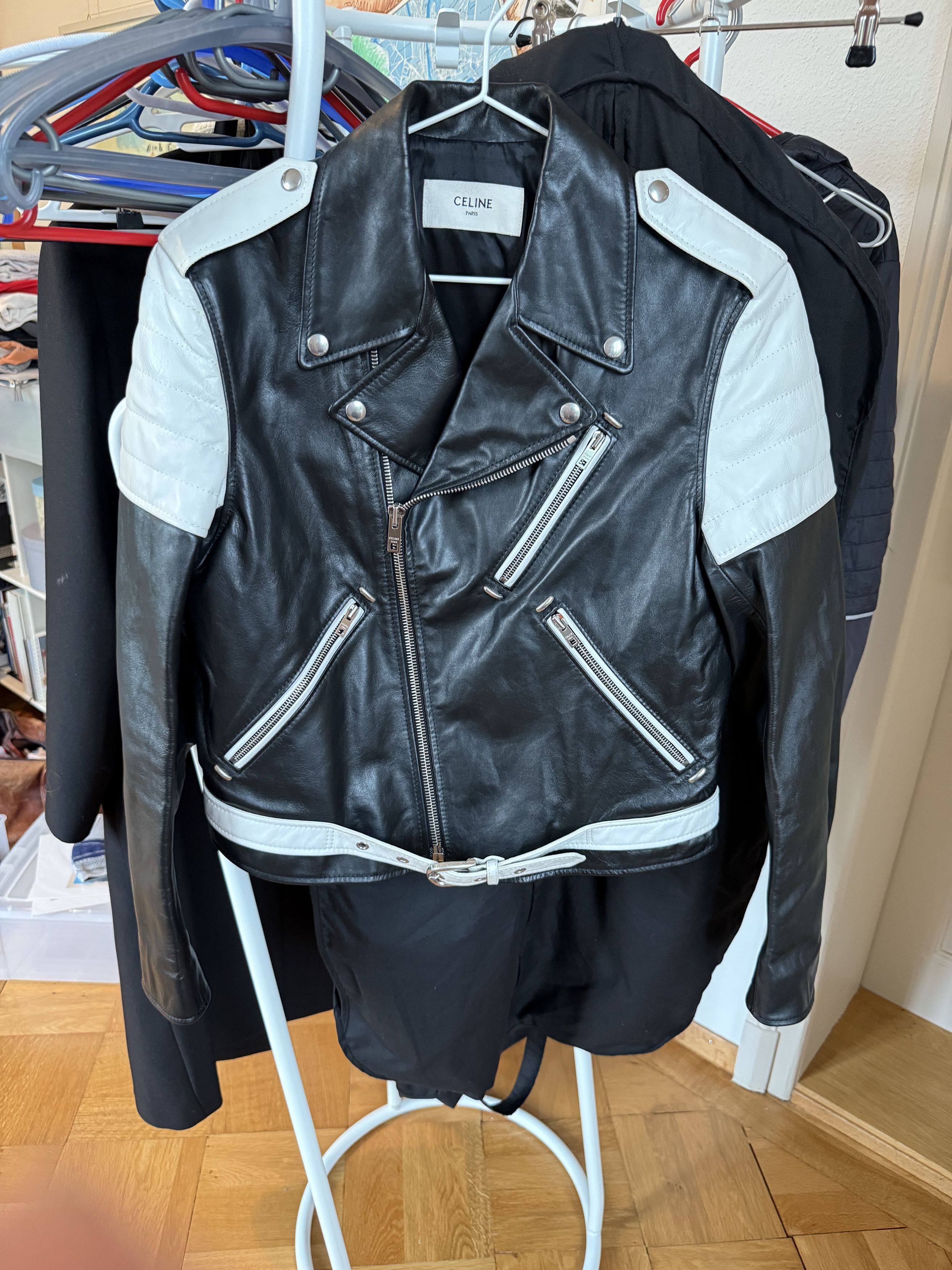 Celine Black/White Biker Jacket Size US M / EU 48-50 / 2 - 1 Thumbnail