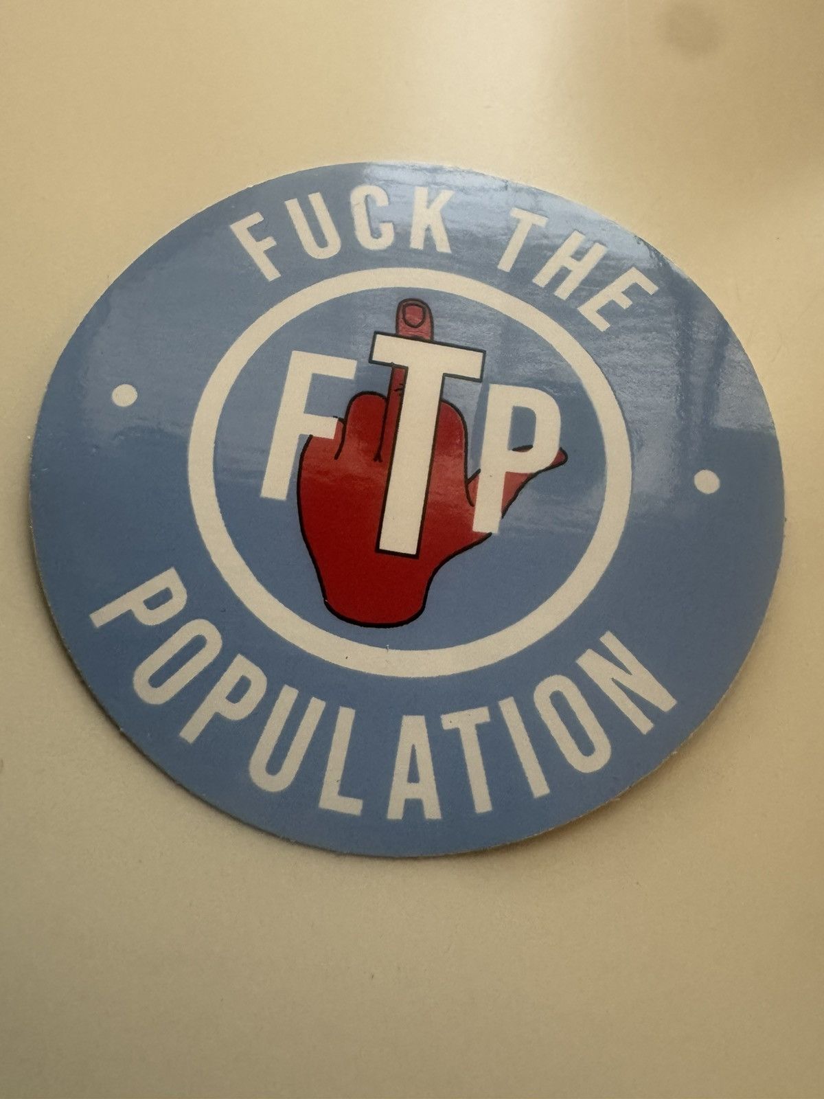 Fuck The Population FTP Middle Finger Badge Logo Sticker Size ONE SIZE - 1 Thumbnail