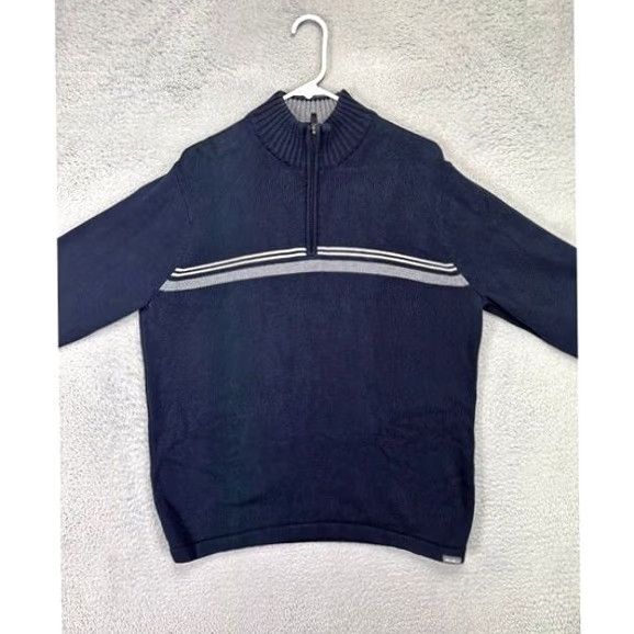 Eddie Bauer Eddie Bauer Sweater Mens Medium Dark Blue 100% Cotton Knit Quarter Zip Pullover Size US M / EU 48-50 / 2 - 2 Thumbnail
