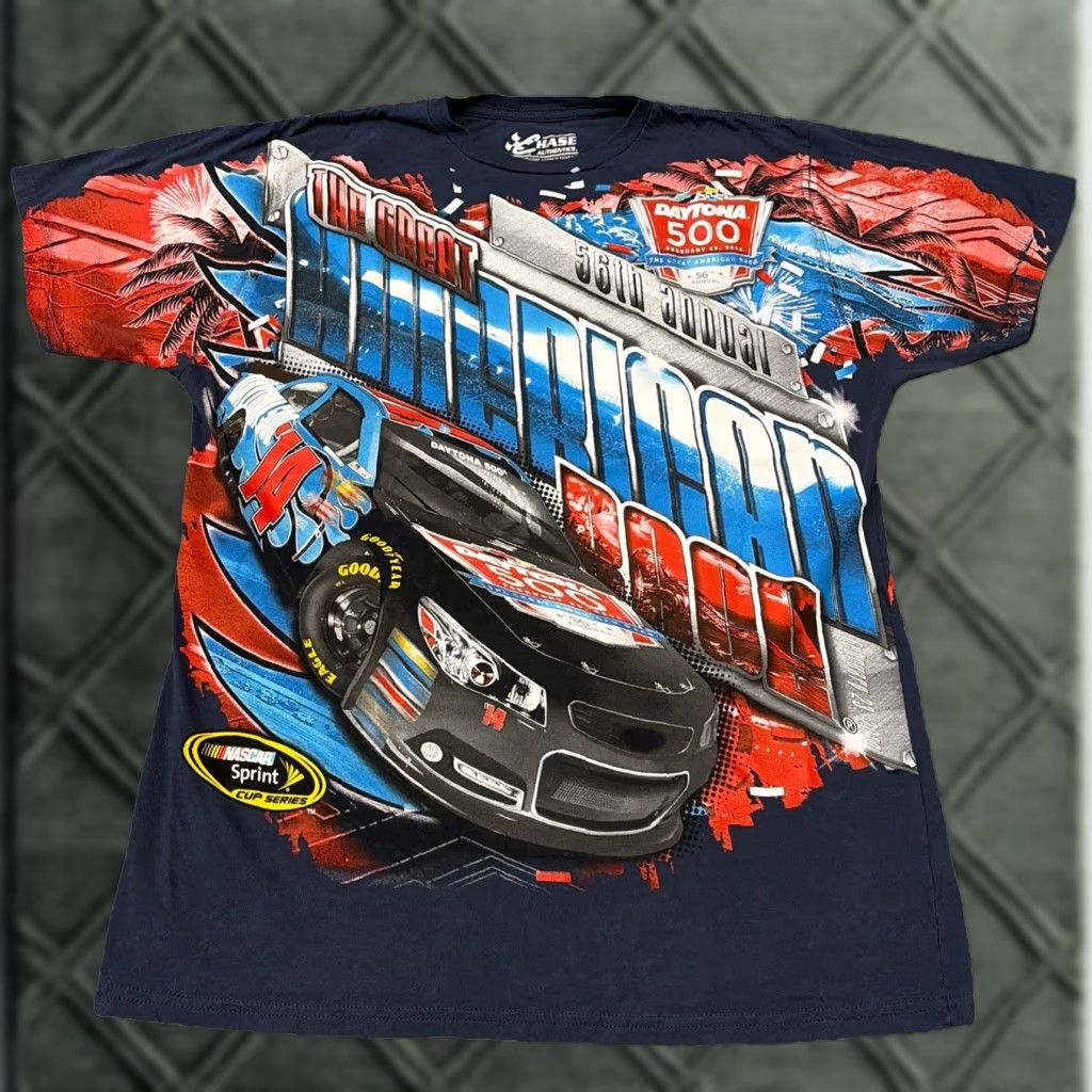 Daytona International Speedway NASCAR Racing All Over Print T-Shirt Chase L Men L Blue 2013