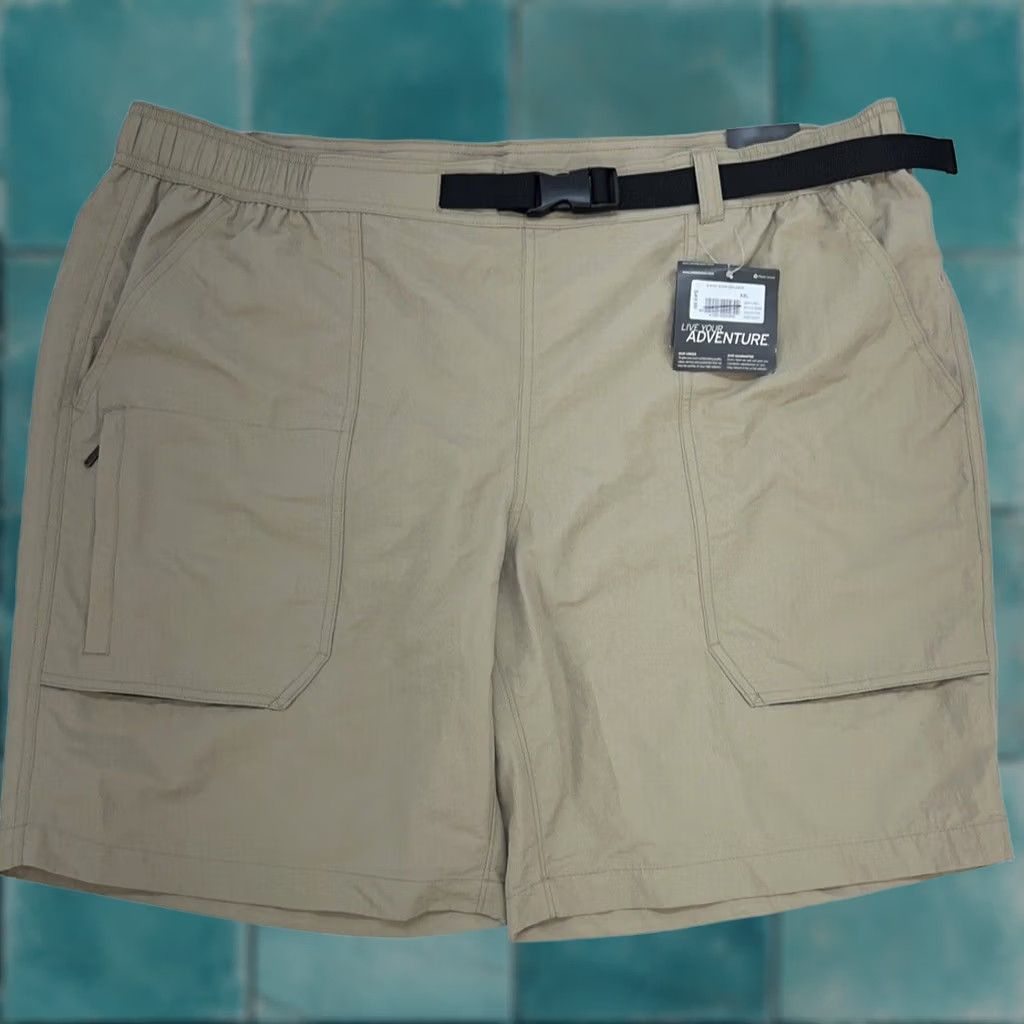 Eddie Bauer Shorts Men 2XL Tan Nylon River Explorer Elastic Belt Waist in Brown, Men's (Size 39)