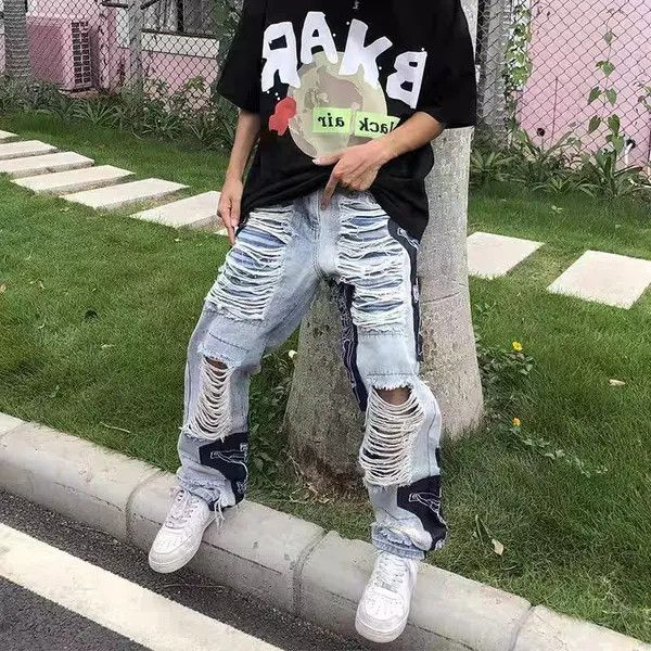 VIBE High street tassel patch ripped baggy jeans Size US 30 / EU 46 - 4 Thumbnail