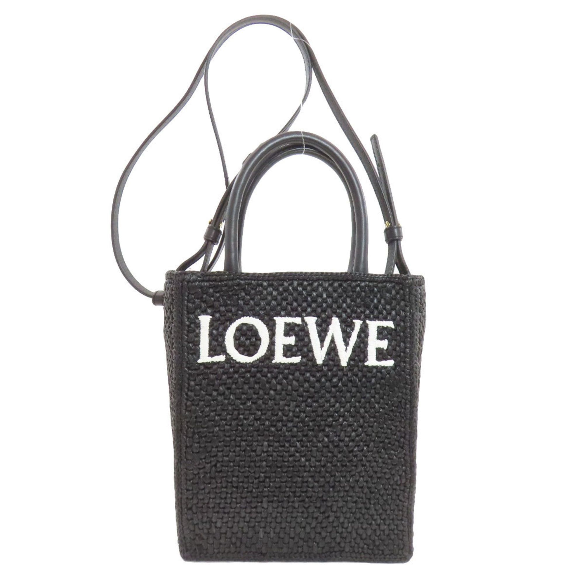 Loewe 2-Way Handbag Raffia Women's in Black