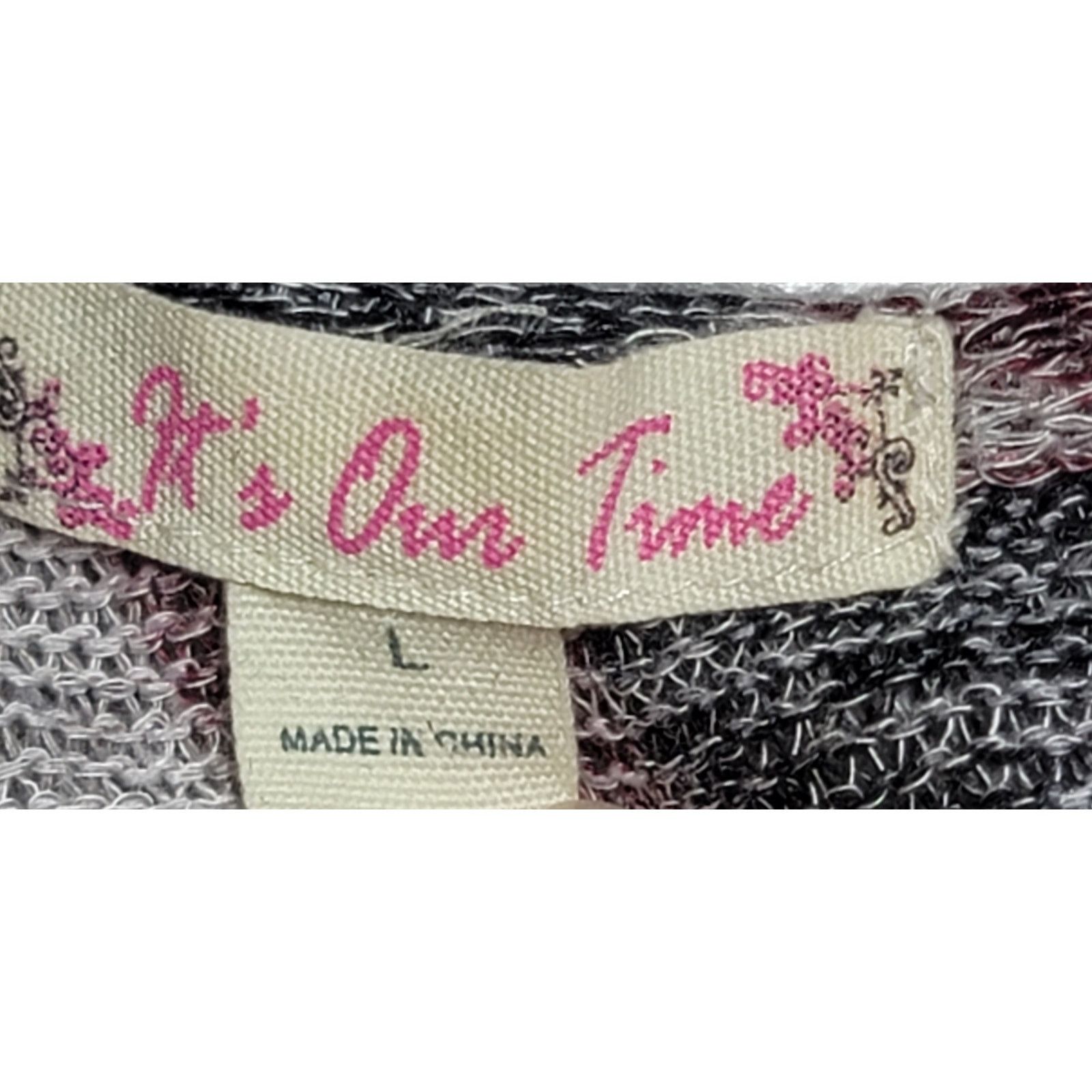 Other It's Our Time Gray Burgundy Black Hooded Coatigan Large Size L / US 10 / IT 46 - 3 Thumbnail