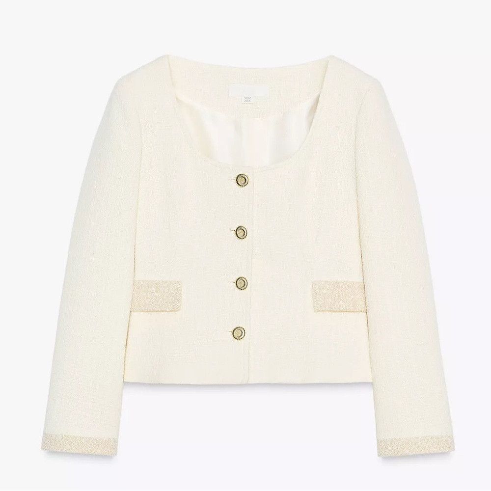 Zara ZARA ROUND NECK TEXTURED BLAZER SIZE L Size L / US 10 / IT 46 - 9 Thumbnail