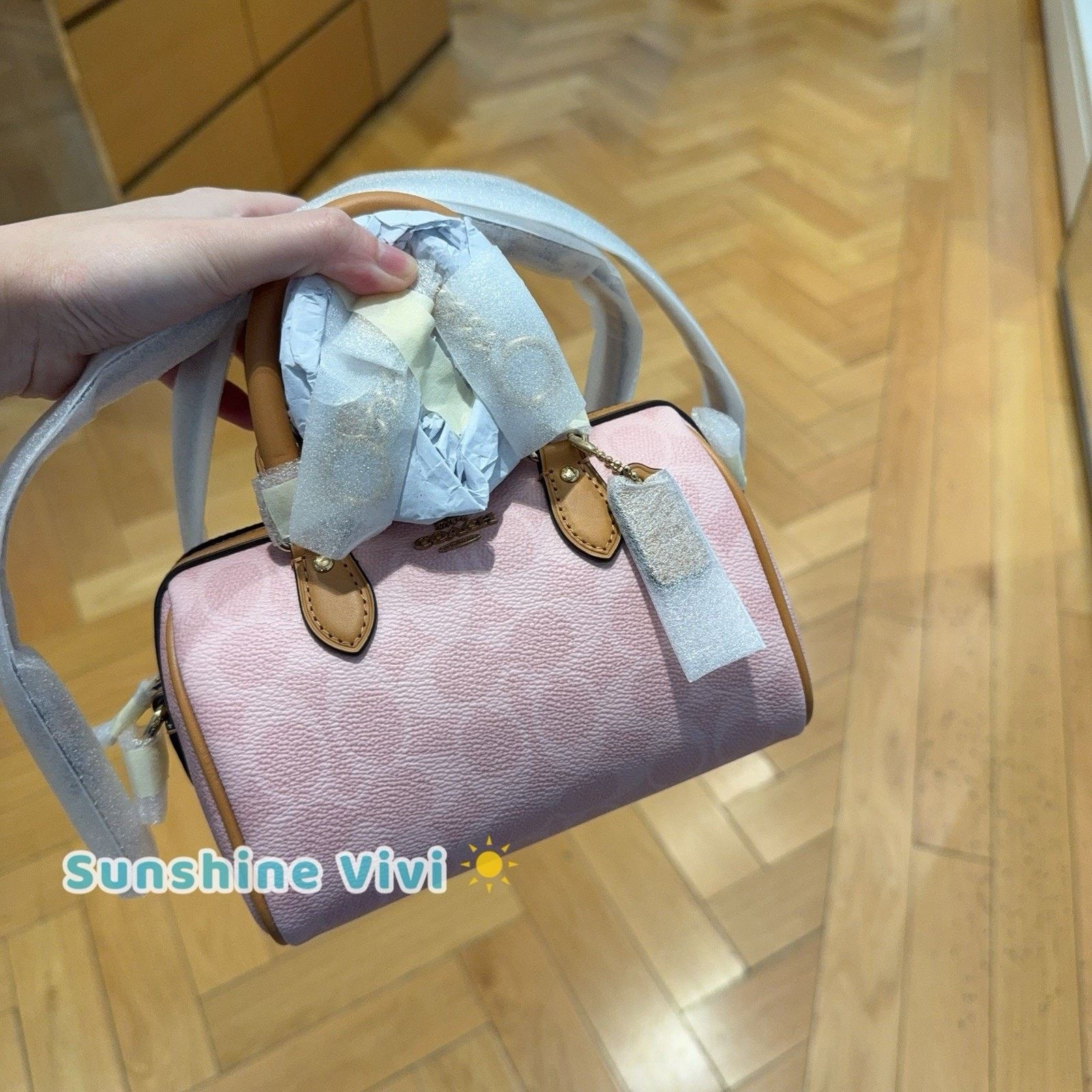 Coach NWT Coach Mini Rowan Crossbody Bag Pink Powder CEK79 IN HAND Size ONE SIZE - 1 Thumbnail