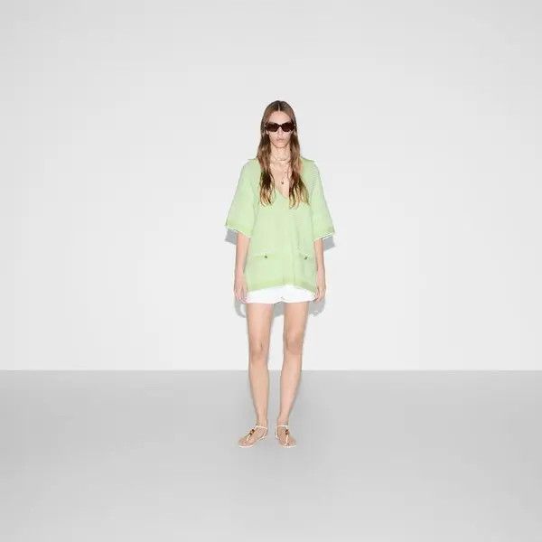 Gucci o1la5ras0526 Cotton Blend Polo Shirt Top in Green Size XL / US 12-14 / IT 48-50 - 2 Thumbnail