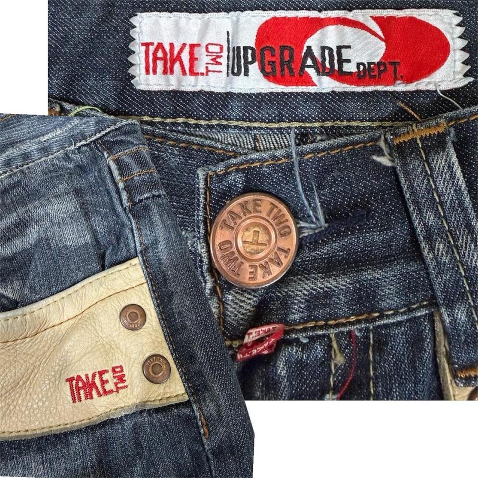 Other Y2K Take Two leather work bootcut style denim jeans Size US 31 - 8 Thumbnail