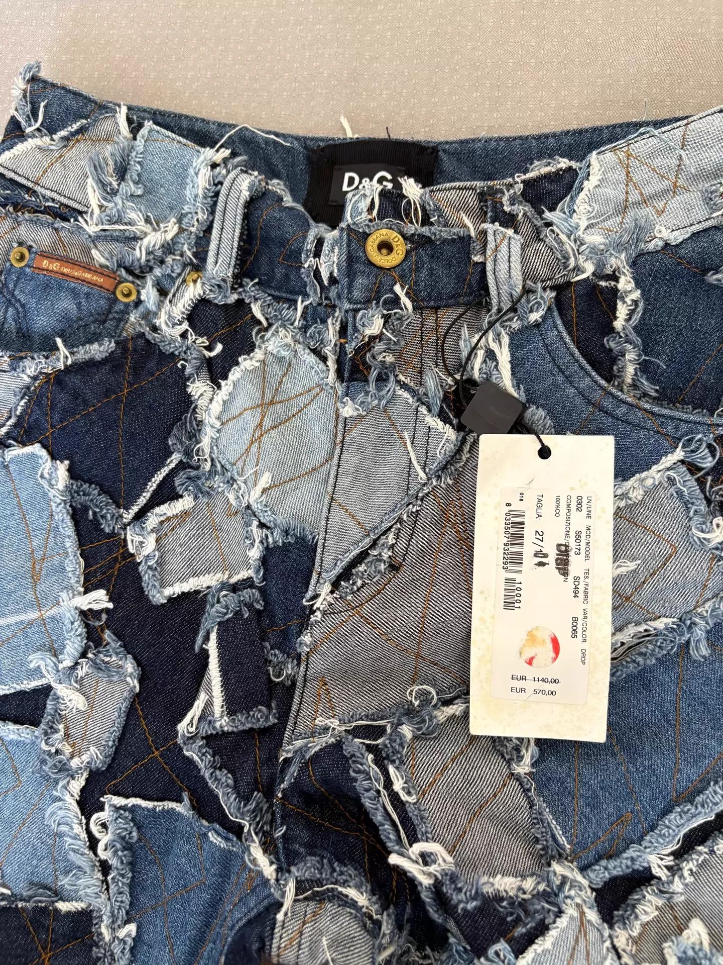 Dolce & Gabbana D&G Vtg Distressed Flared Jeans Multi-Material Patchwork Size 27" / US 4 / IT 40 - 8 Thumbnail