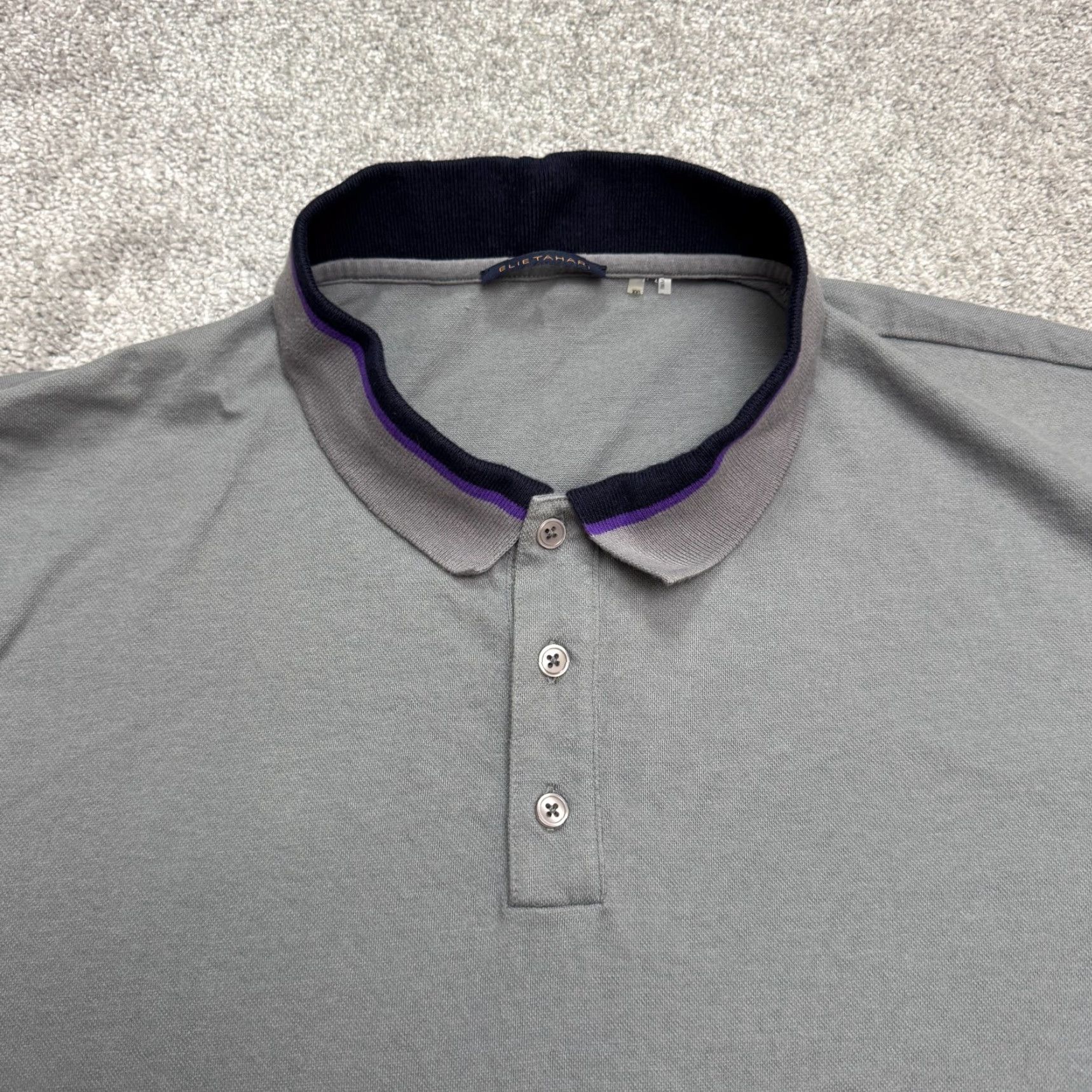 Vintage VINTAGE (no) Elie Tahari Cotton Tipped Polo Shirt Mens 2XL Gray Short Sleeve Casual Preppy Size US XXL / EU 58 / 5 - 3 Thumbnail