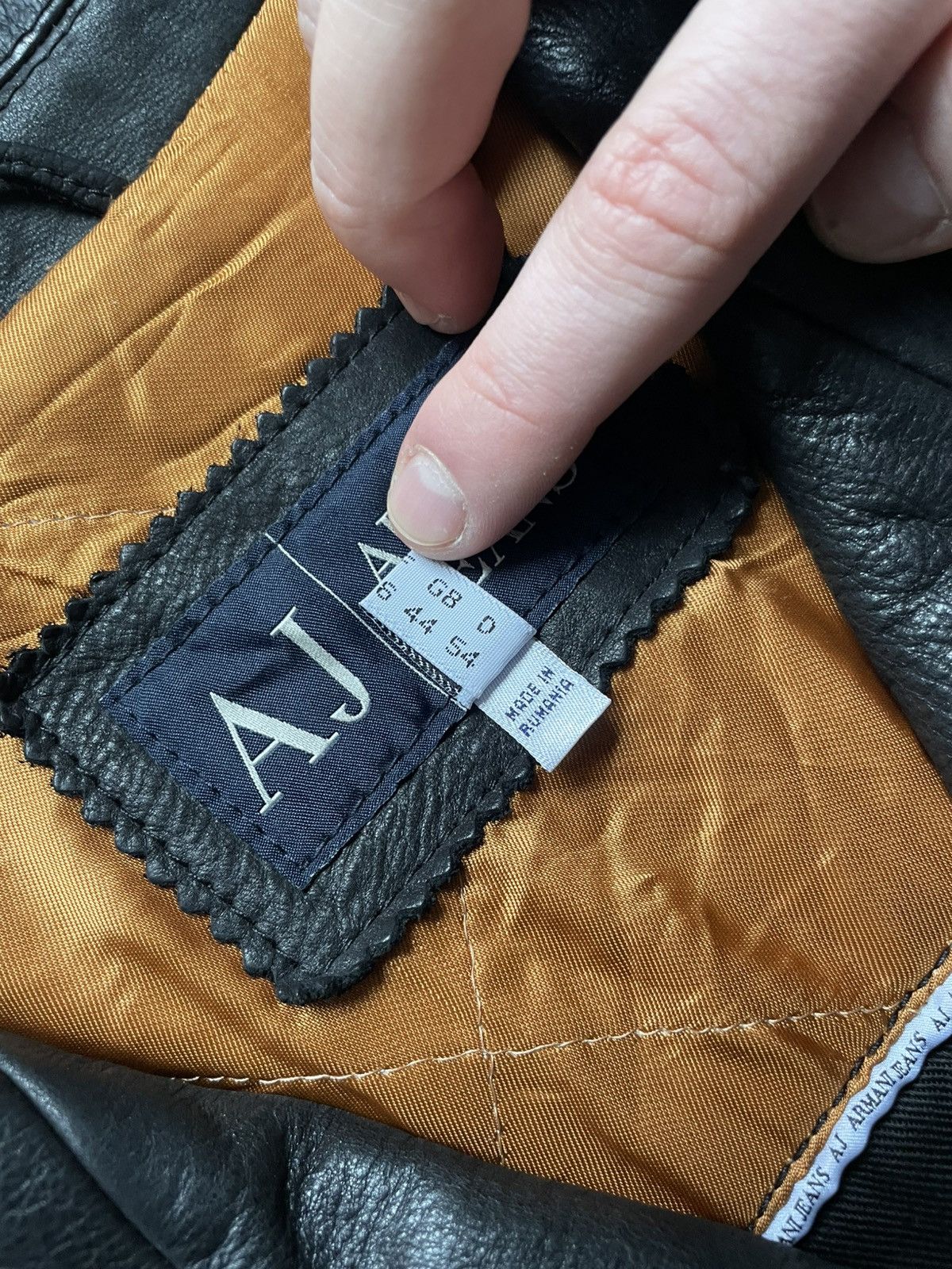 Armani × Vintage Vintage Armani Jeans Simin T Quilted Genuine Leather Jacket Size US L / EU 52-54 / 3 - 16 Thumbnail