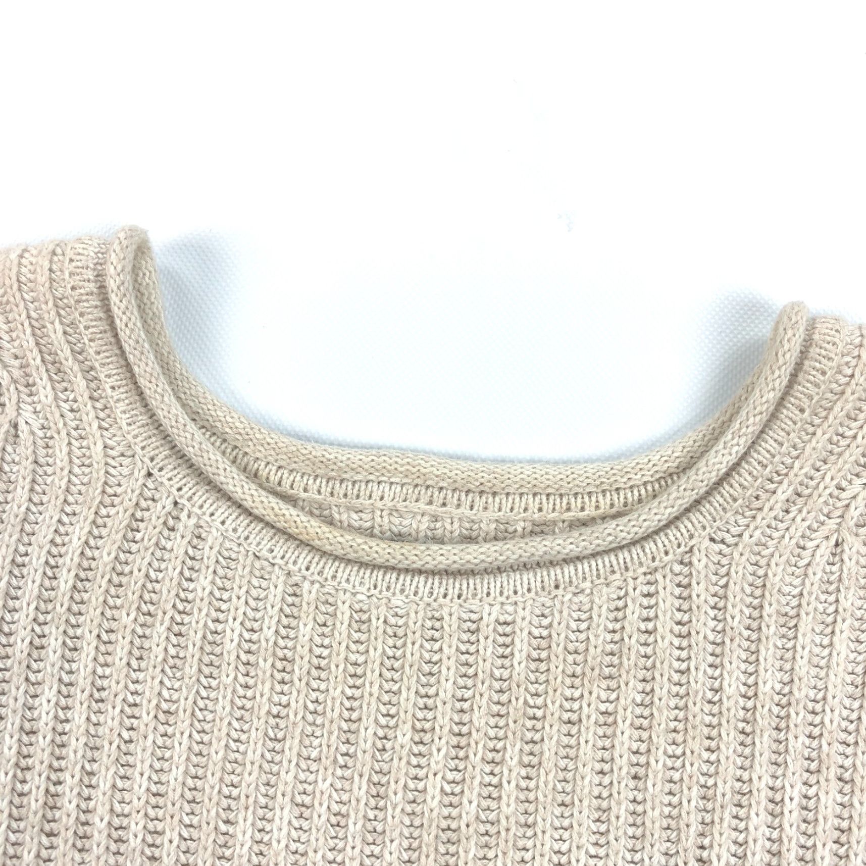 Gap GAP Sweater Womens S Relaxed Crew Knit Pullover Oatmeal Beige High Low Hem Ribbed Knit 100% Cotton Mens? No Size S / US 4 / IT 40 - 3 Thumbnail