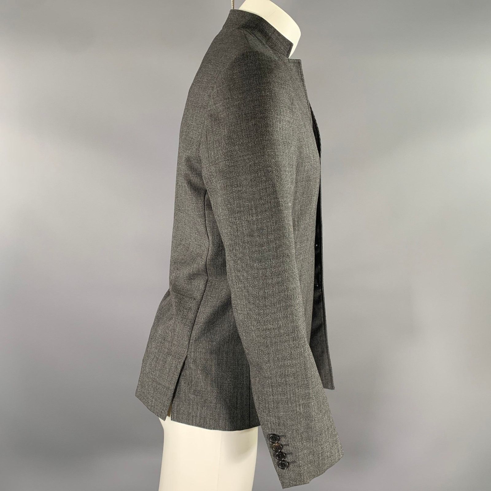 Dior DIOR HOMME Chest Grey Black Heather Wool Nehru Sport Coat Size 40R - 2 Thumbnail