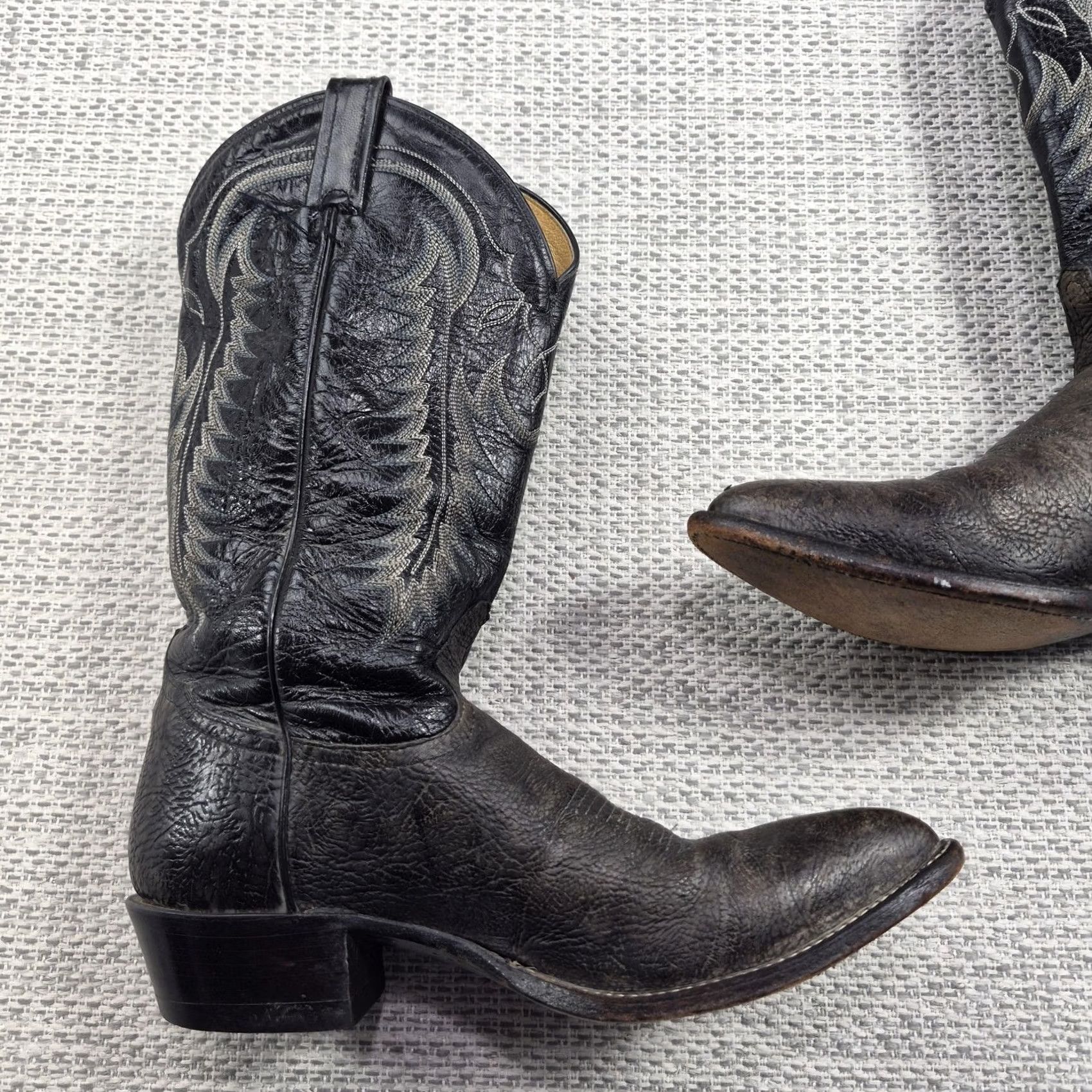 Tony Lama Tony Lama 6252 Boots Mens 10.5 D Black Leather Western Pointed Toe Made USA Size US 11 / EU 44 - 6 Thumbnail