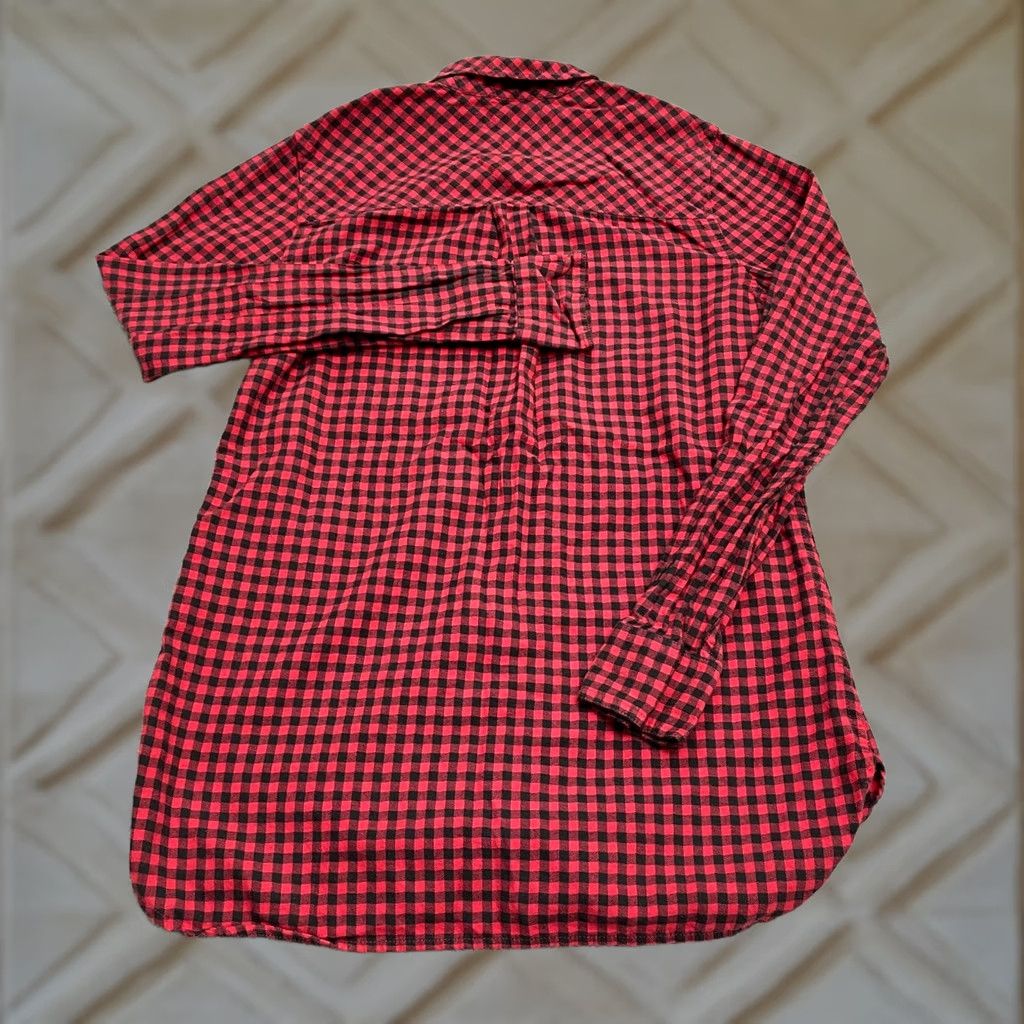J.Crew J.Crew Flannel Popover Shirt Womens 00 Red Black Check Long Sleeve Cotton Blouse Size XXS / US 00 / IT 34 - 1 Thumbnail