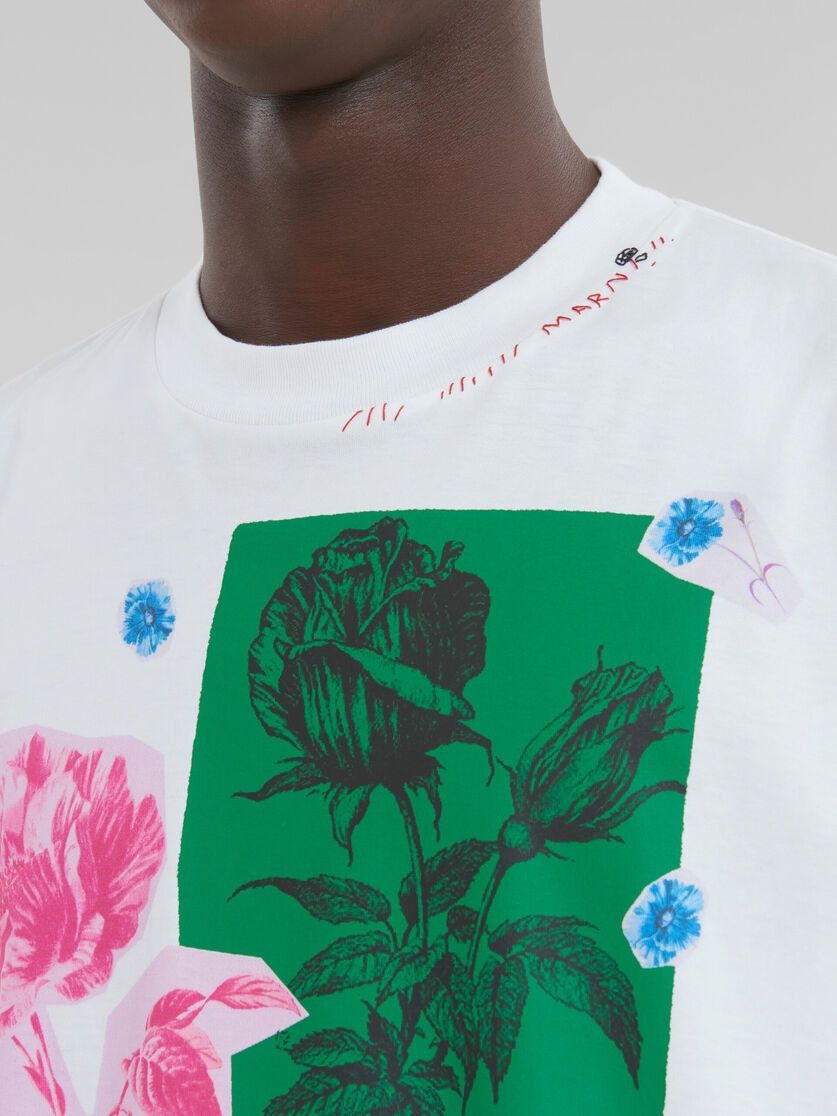 Marni oc11z0525 Floral Cotton T-Shirt in White Size US L / EU 52-54 / 3 - 4 Thumbnail