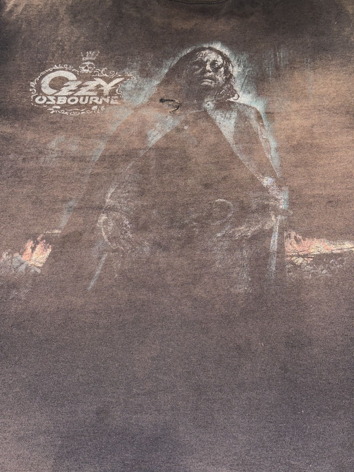 Rap Tees SUPER FADED: Y2K OZZY OSBOURNE Black Rain Graphic Rock Tee Size US XL / EU 56 / 4 - 3 Thumbnail