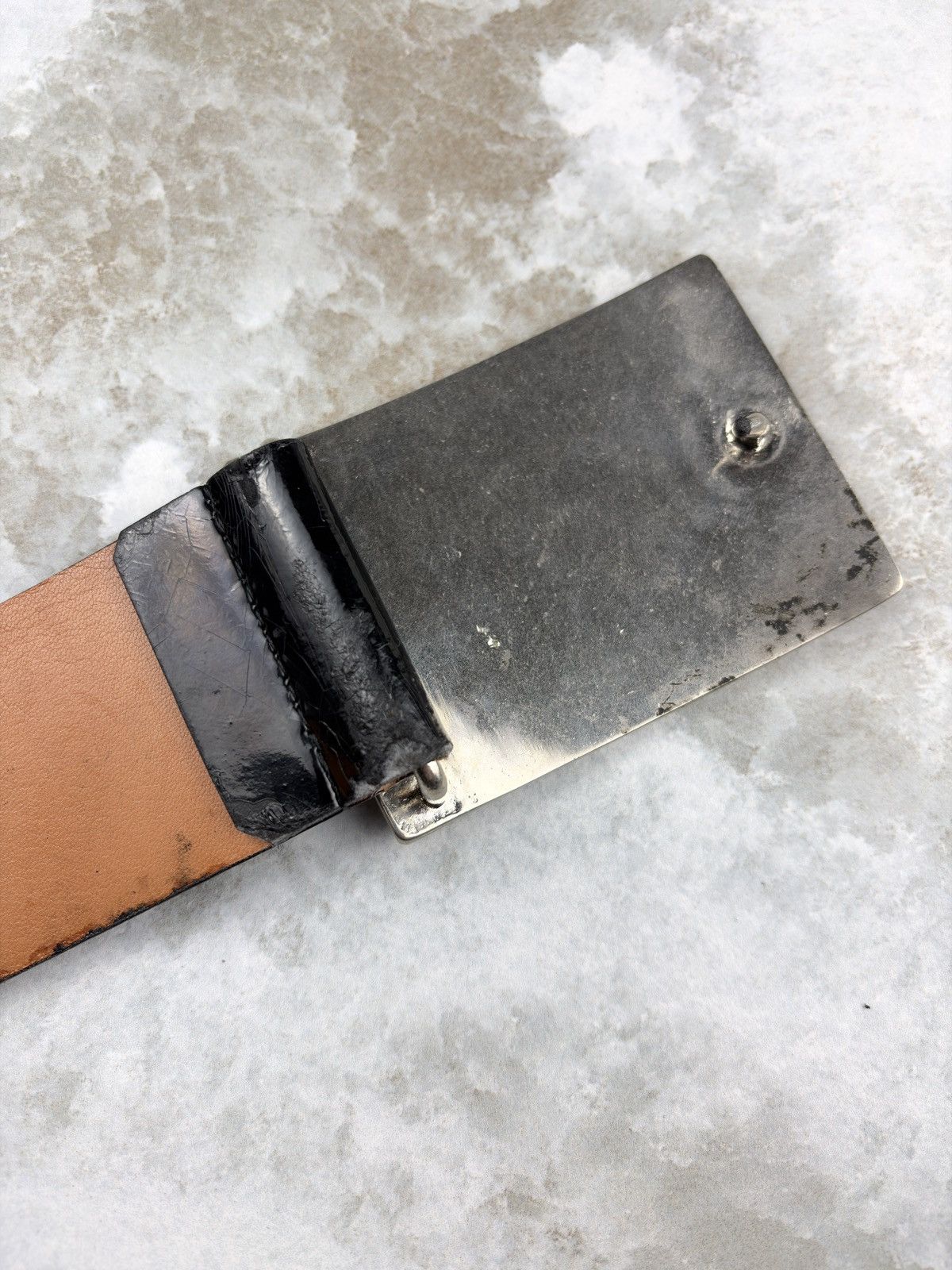 Comme des Garcons Comme des Garcons Red Rectangle Buckle Enamel Leather Belt Size ONE SIZE - 3 Thumbnail