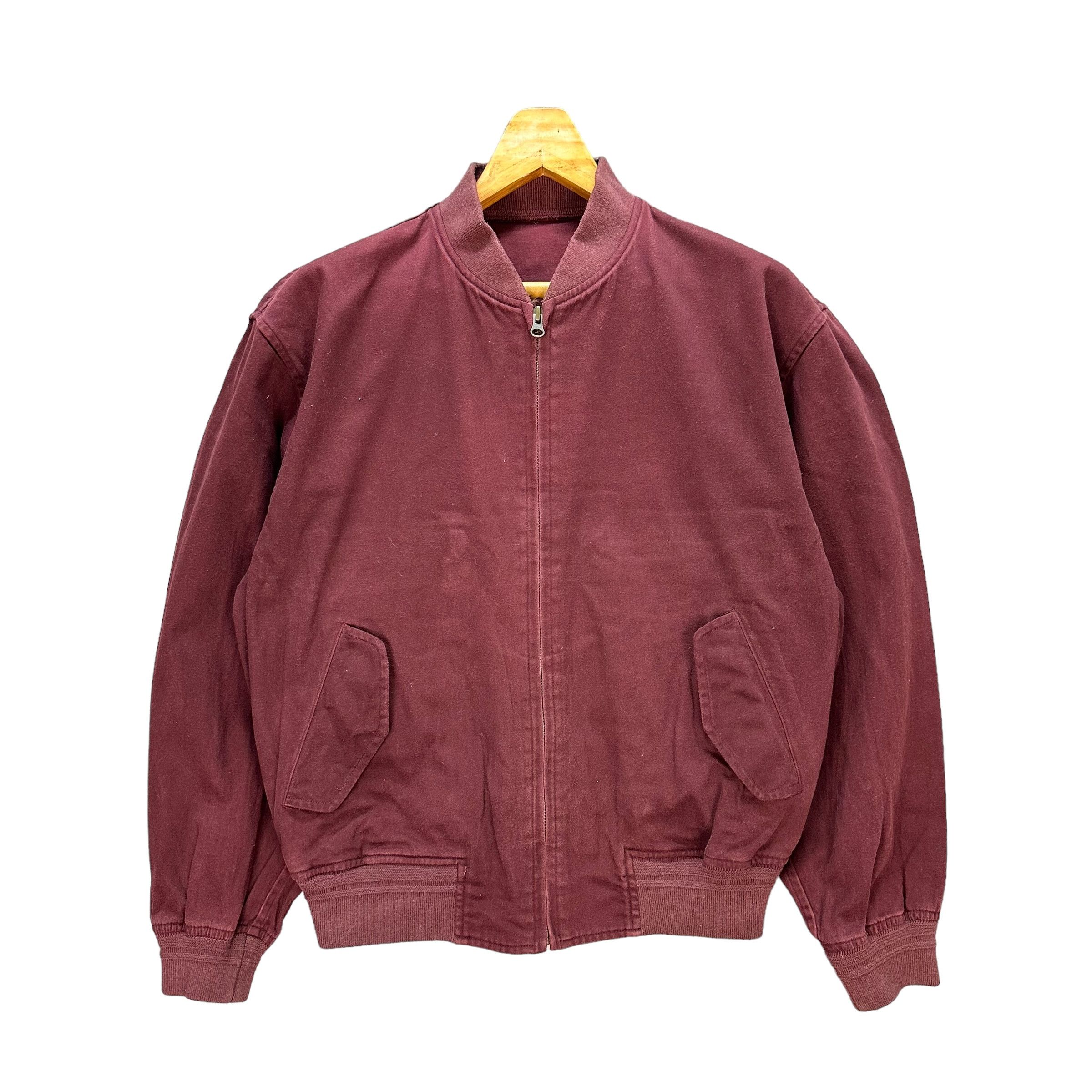 Japanese Brand Vintage YIN & YANG Big Logo Maroon Bomber Jacket #A4-0083 Size US L / EU 52-54 / 3 - 3 Thumbnail