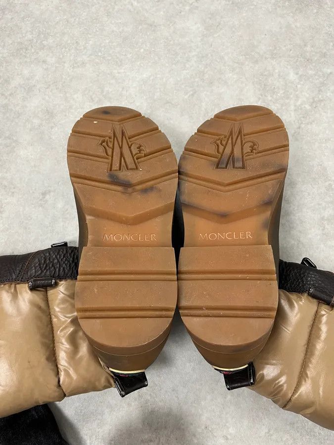 Moncler Moncler Brown Leather Beige Quilted Puffer Boots Size US 10 / EU 43 - 7 Thumbnail