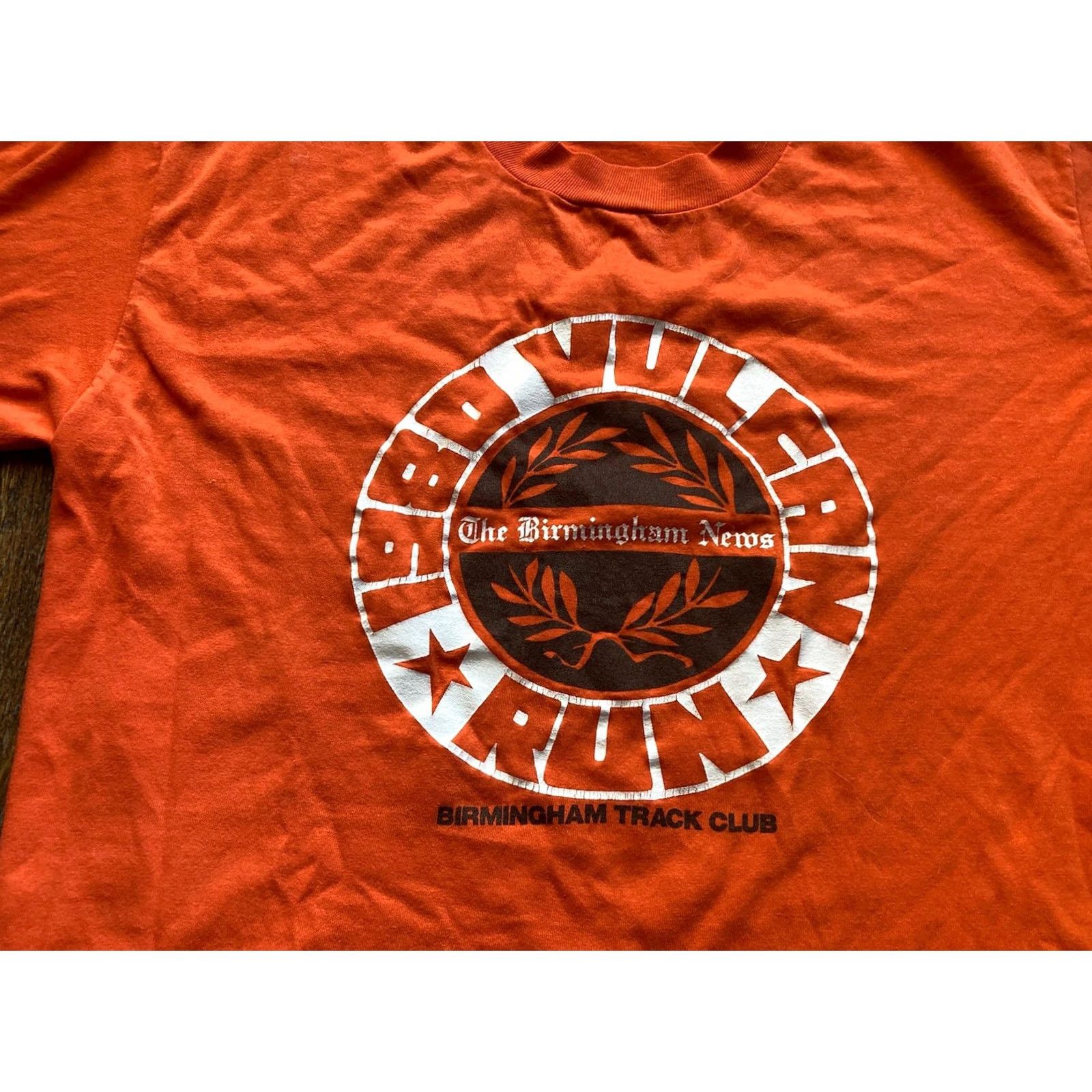 Vintage VTG Vulcan Run Shirt Size XL Orange 1980 Birmingham AL Marathon Single Stitch T Men Size US XL / EU 56 / 4 - 2 Thumbnail