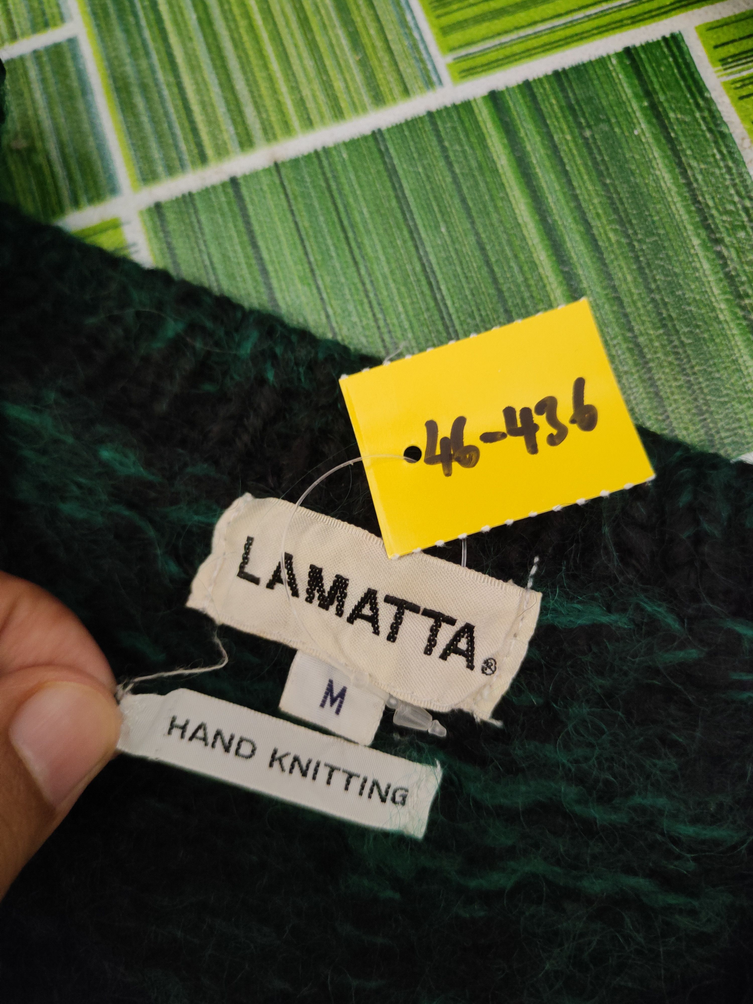 Handmade DL Japan hand knitting vintage Green Sweatshirts #46-436 Size US M / EU 48-50 / 2 - 11 Thumbnail