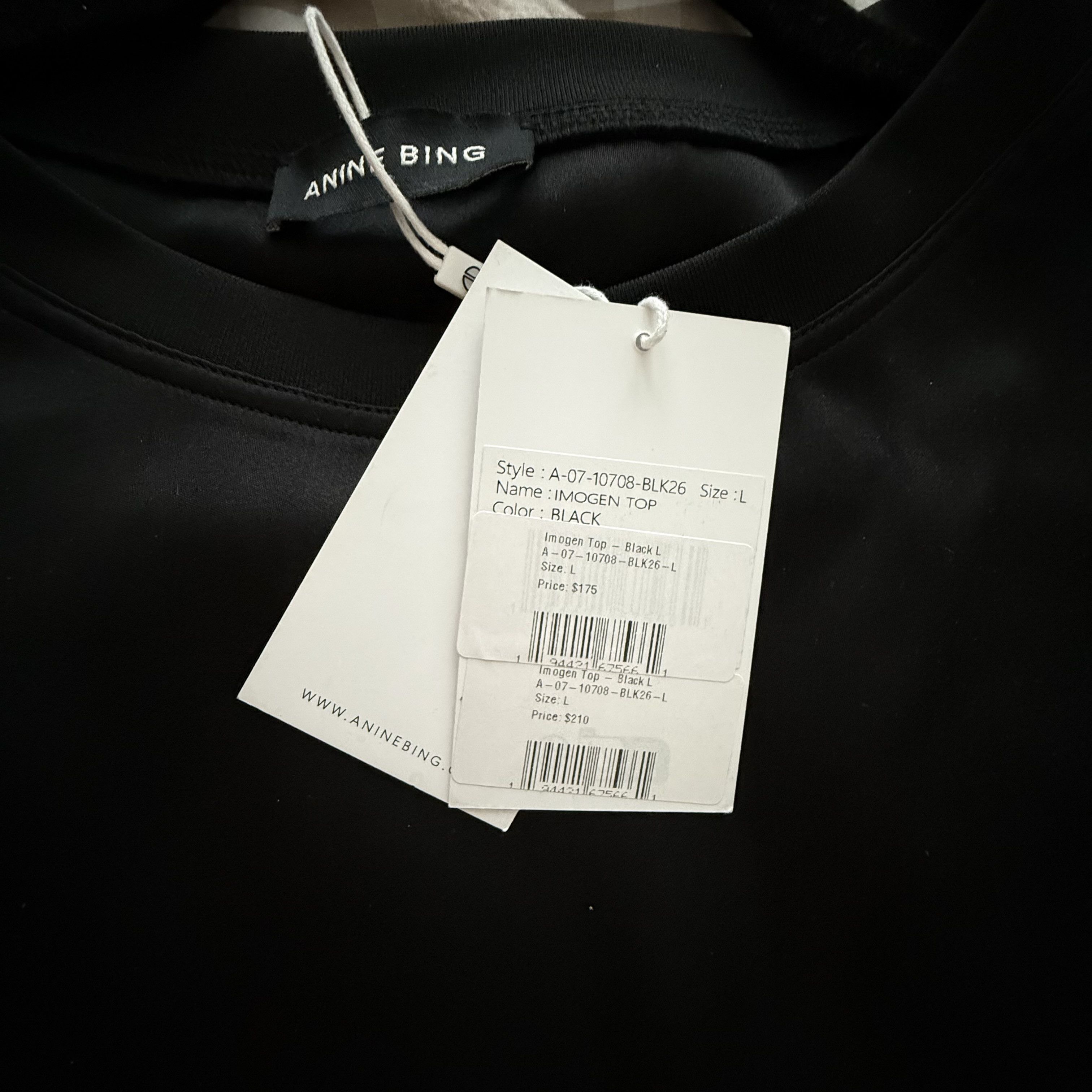 Anine Bing Among Bing | Imogen Silk T-Shirt - Black Size L / US 10 / IT 46 - 2 Thumbnail