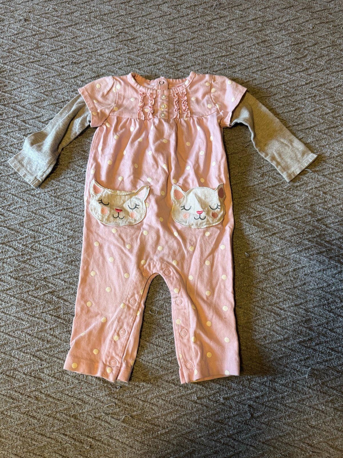 Designer 12 Month Pink Gray Cat Outfit Size ONE SIZE - 1 Thumbnail