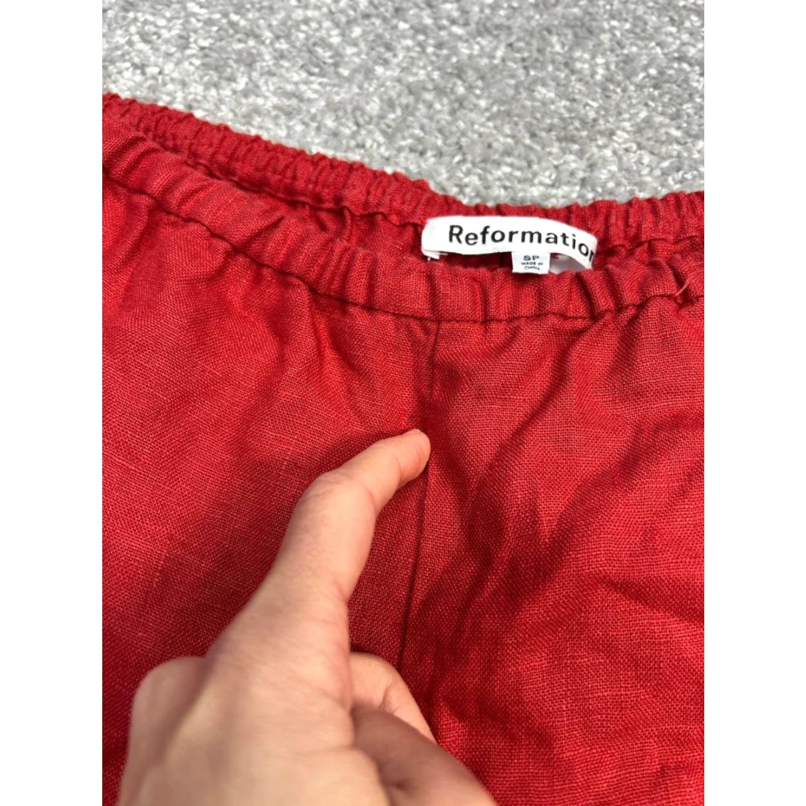 Reformation Reformation Pants Womens Small Red Linen Stretch High Rise Straight Leg Size 26" / US 2 / IT 38 - 7 Thumbnail