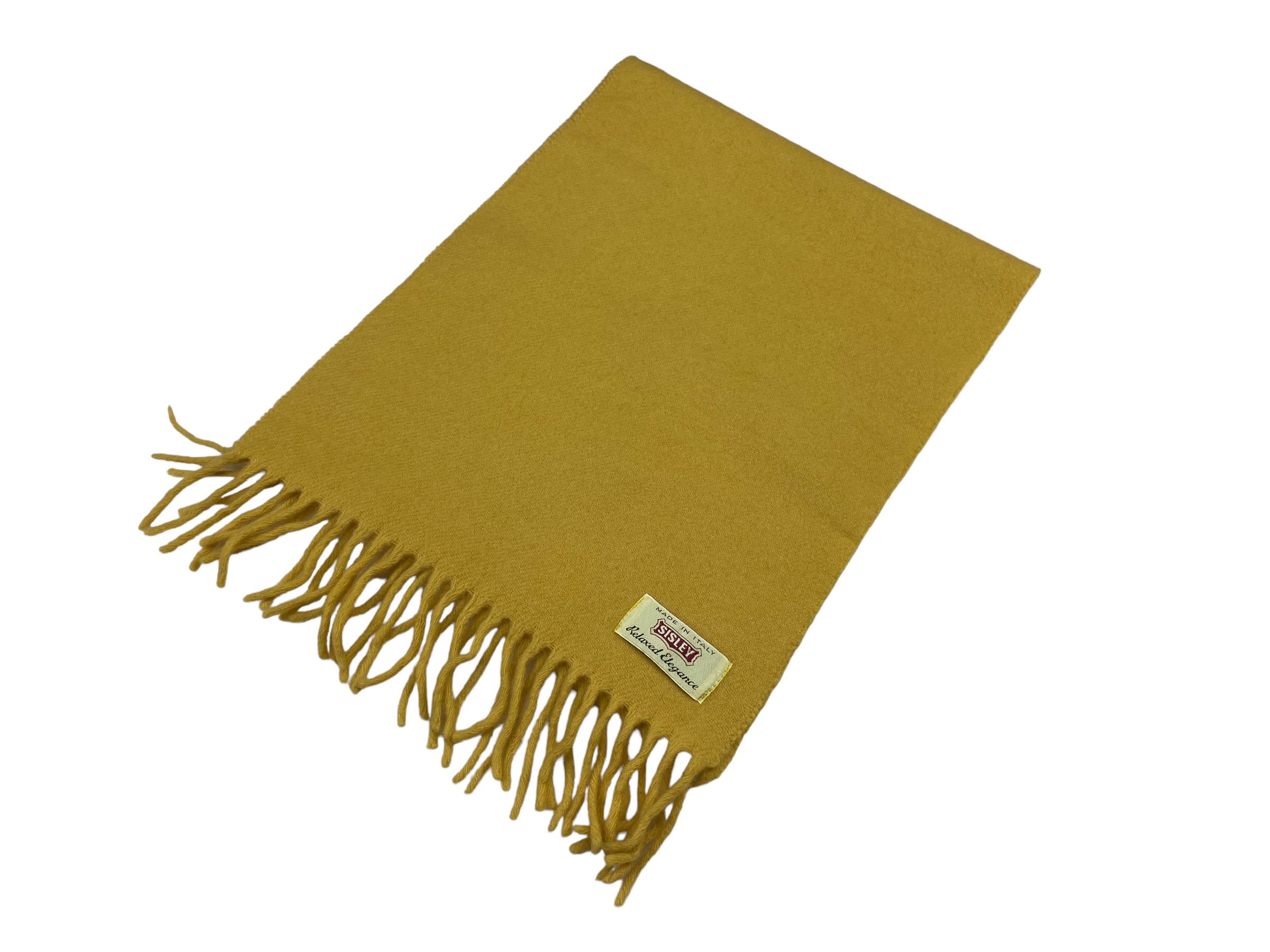 Sisley × Vintage Sisley Mustard Wool Scarf Vintage Italian Made Winter Acces Size ONE SIZE - 5 Thumbnail