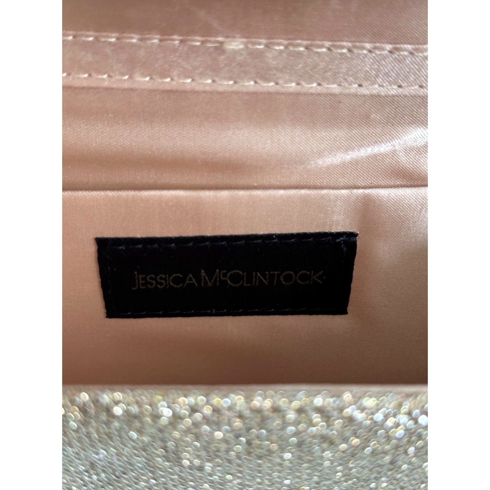 Jessica McClintock Jessica McClintock Clutch Crossbody Purse Sparkle Stones Champagne Gold Rose Lipin? Size ONE SIZE - 3 Thumbnail
