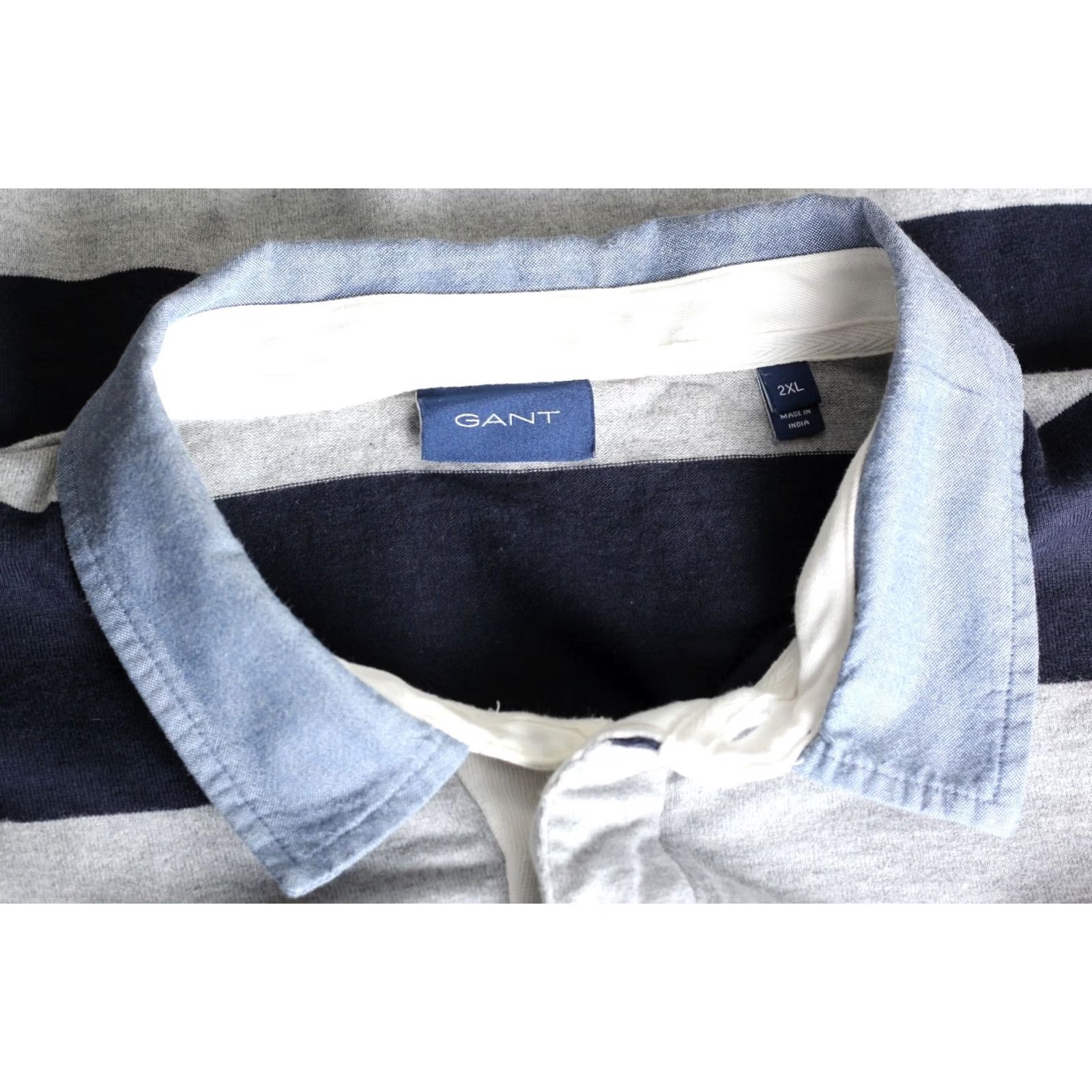 Gant GANT Polo Rugby Shirt Men 2XL Long Sleeve Striped VR3909 Polo Shirt Mens 2XL Striped Grey Blue Size US XXL / EU 58 / 5 - 6 Thumbnail