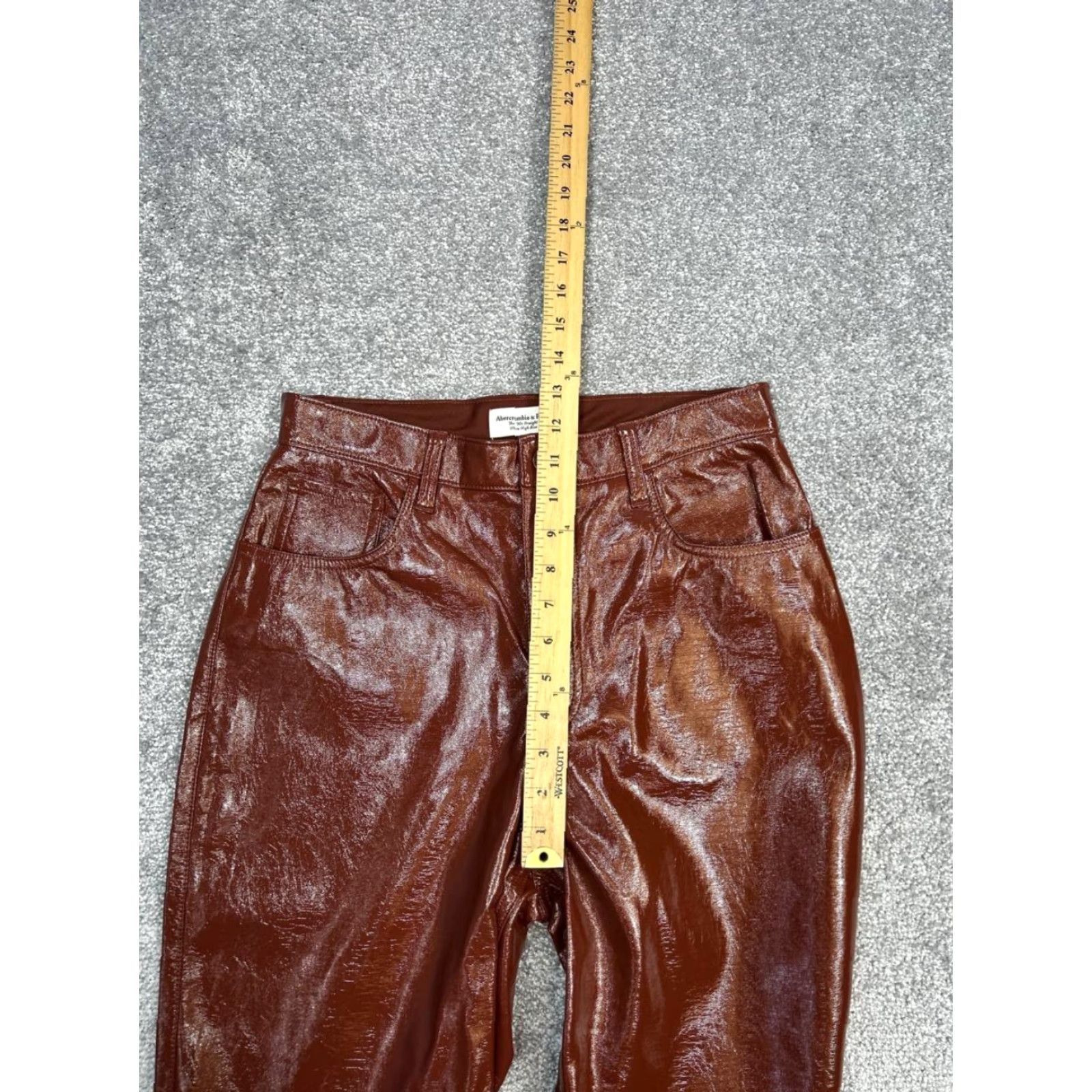 Abercrombie & Fitch Abercrombie & Fitch Pants Womens 29 90s Straight High Rise Brown Faux Leather Size 29" - 5 Thumbnail