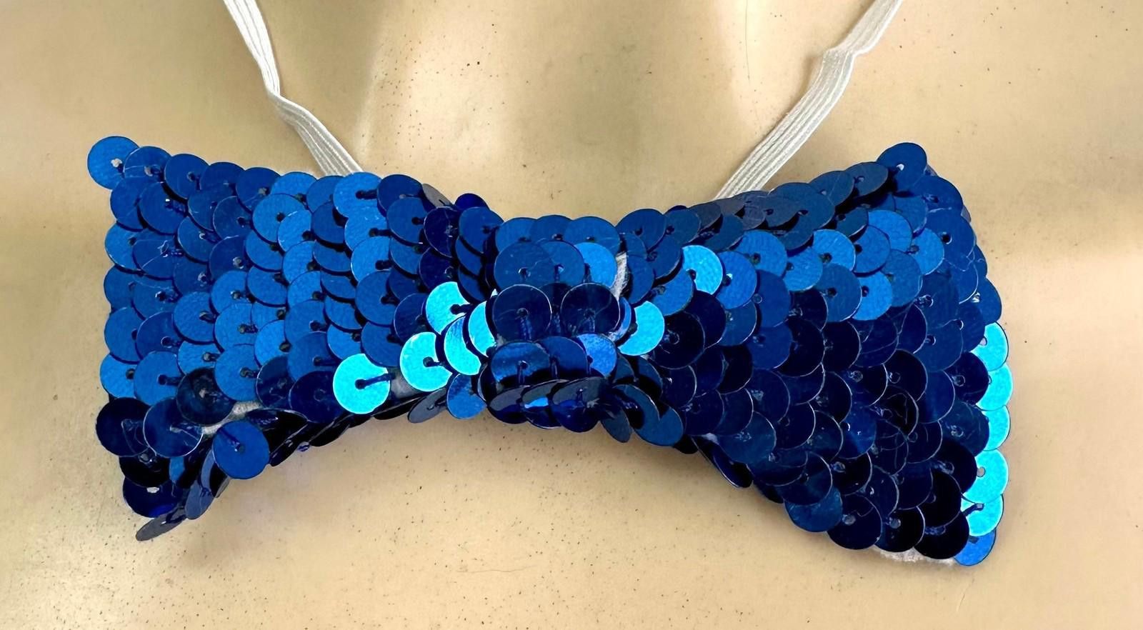 Designer Sequined Bow Tie BLUE Adult Unisex Size ONE SIZE - 1 Preview