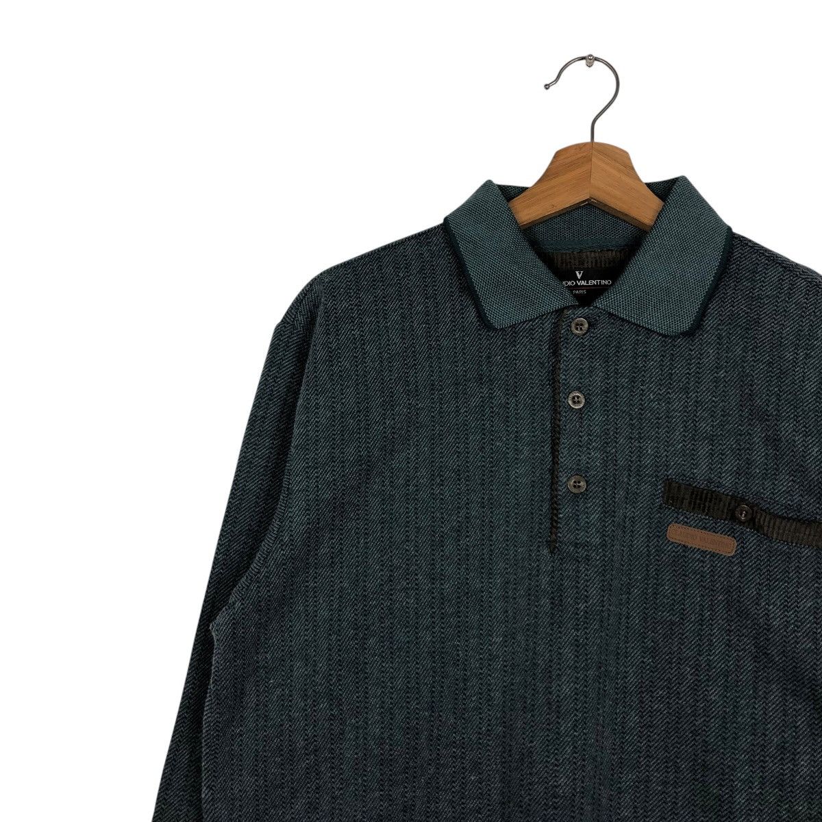 Japanese Brand × Vintage 📌Vintage Collar Sweatshirt Claudio Valentino Paris Size US L / EU 52-54 / 3 - 8 Thumbnail