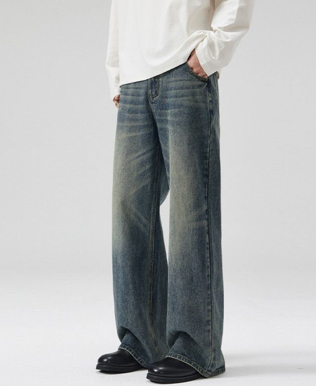 Japanese Brand Street retro men's wide-leg straight cleanfit flared jeans Size US 32 / EU 48 - 3 Thumbnail
