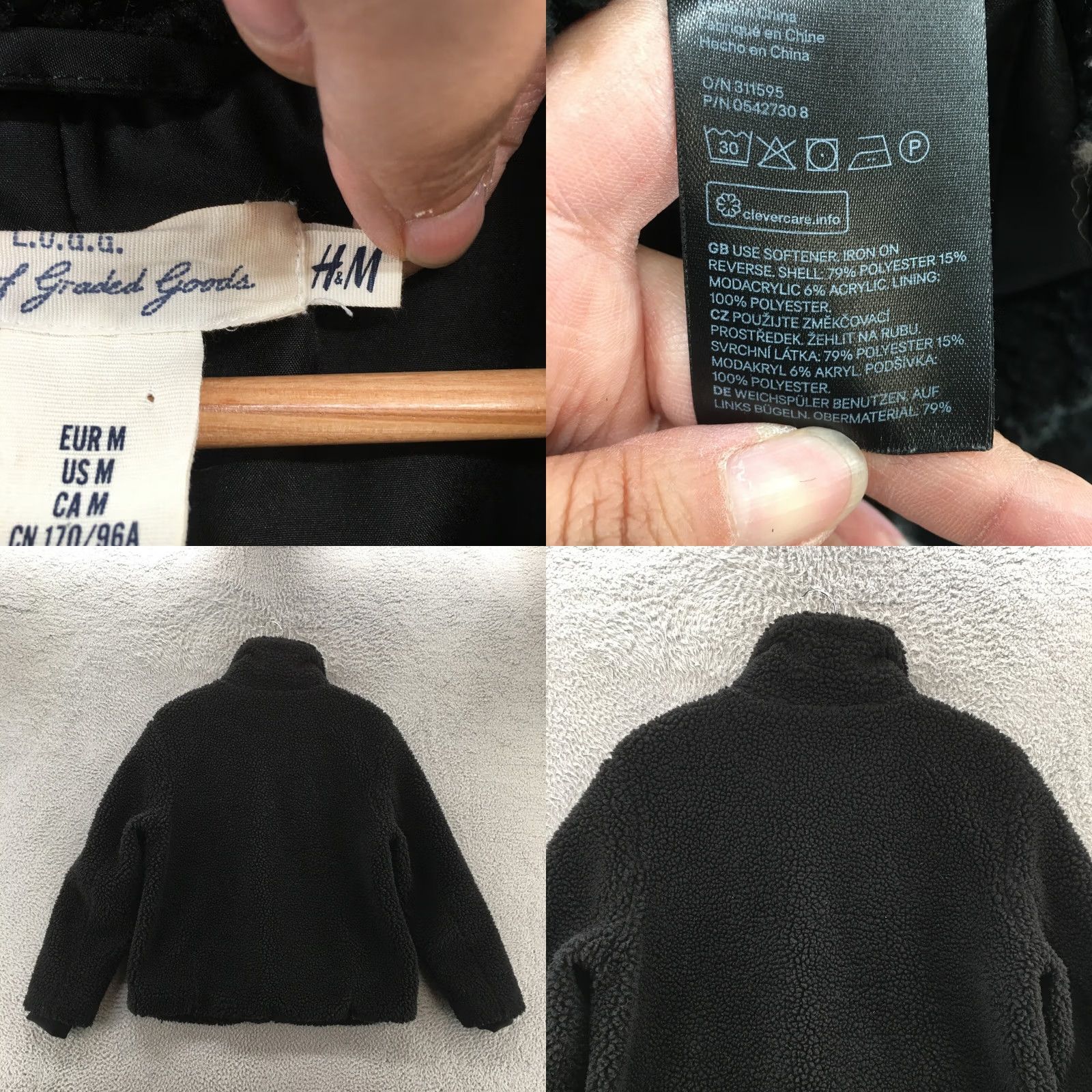 H&M H&M Fleece Zip Up Sweater Womens M Black Mock Neck Dolman Long Sleeve Size M / US 6-8 / IT 42-44 - 8 Thumbnail