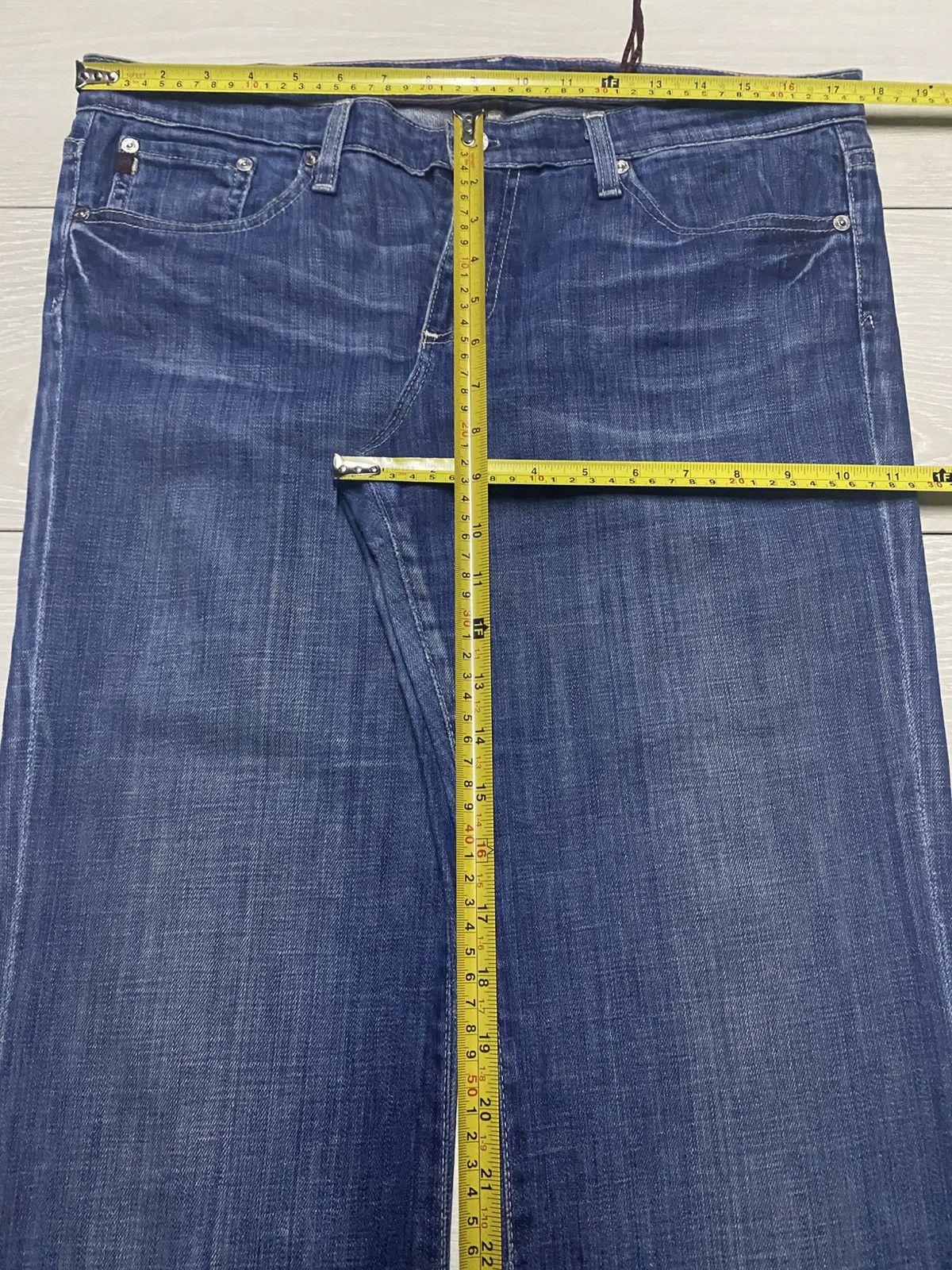 AG Adriano Goldschmied Vintage Adriano the Angle Blue Wash Flare Jeans Size US 35 - 13 Thumbnail
